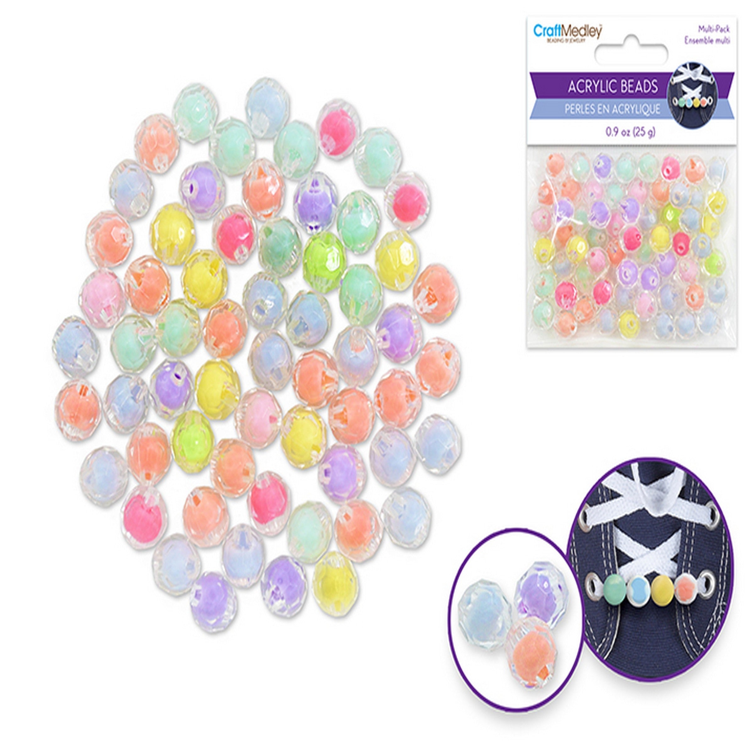 Beading and Jewelry Acrylic Beads - Color-Center Faceted  10mm 25g