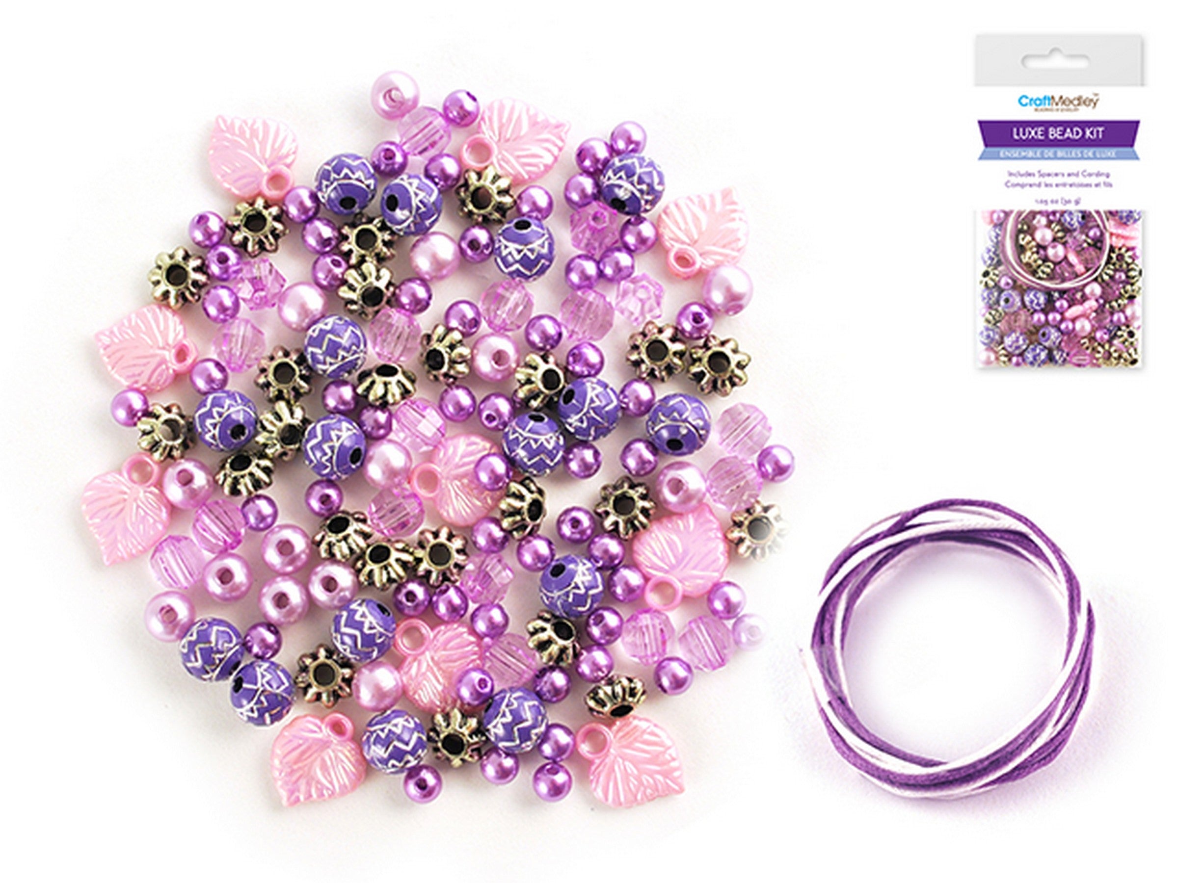 Beading and Jewelry Luxe Bead Kit Purple - Spacers and Cording Included 1.05oz
