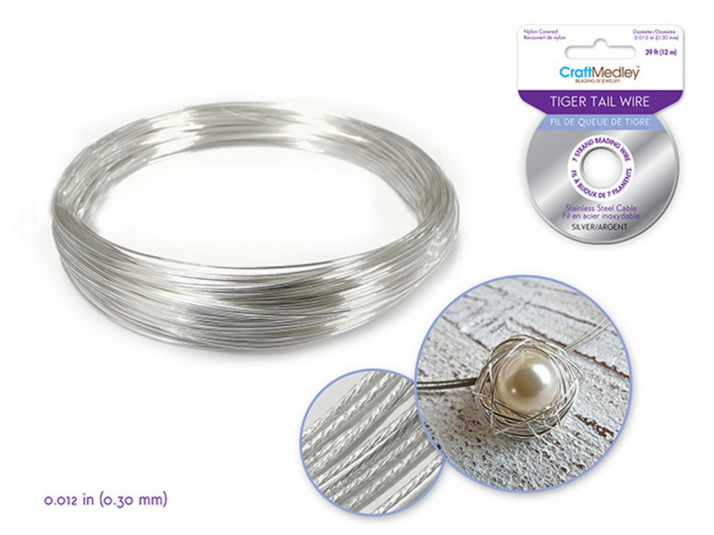 Beading and Jewelry Silver Tiger Tail Wire 0.012in x 468in