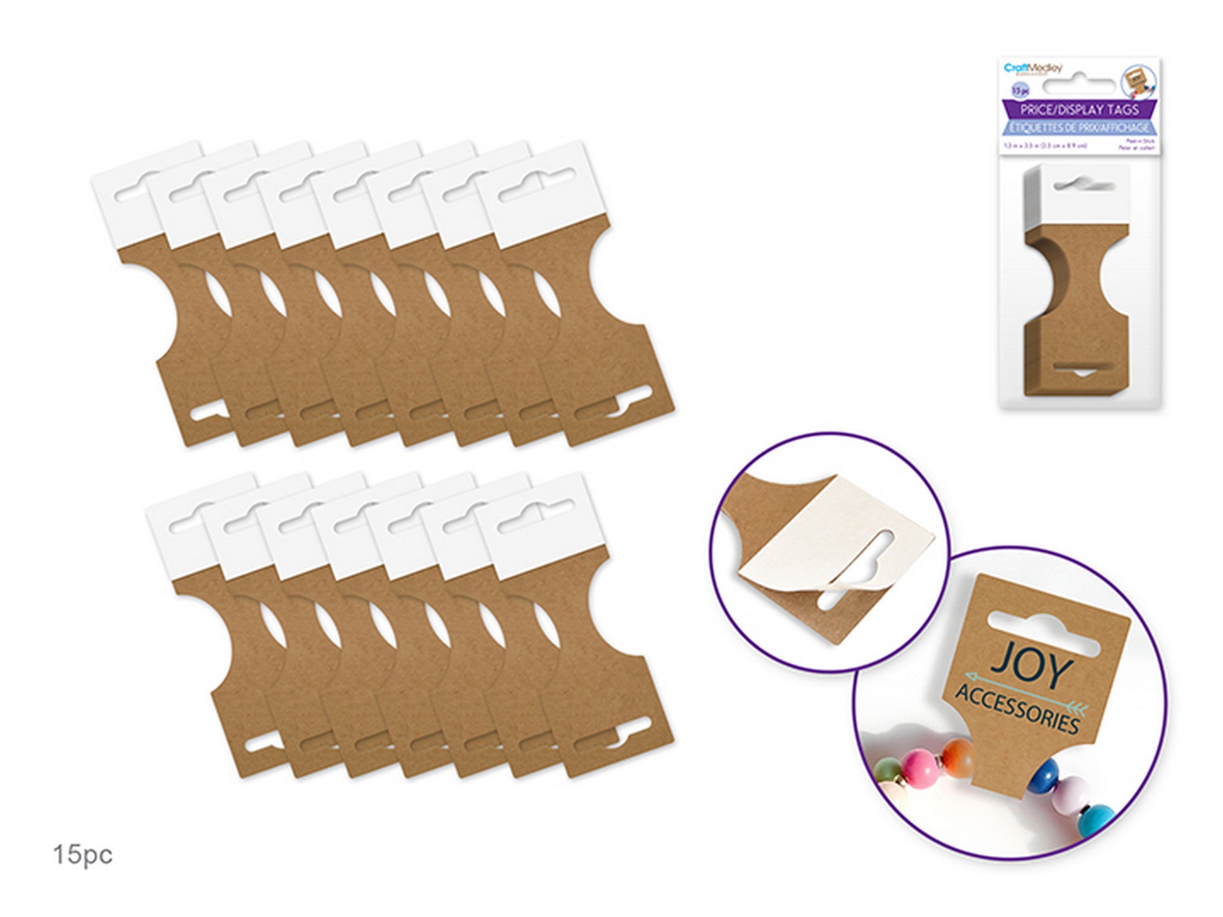 Beading and Jewelry 15 Kraft Price/Display Peel-n-stick Tags 1.4x3.5in