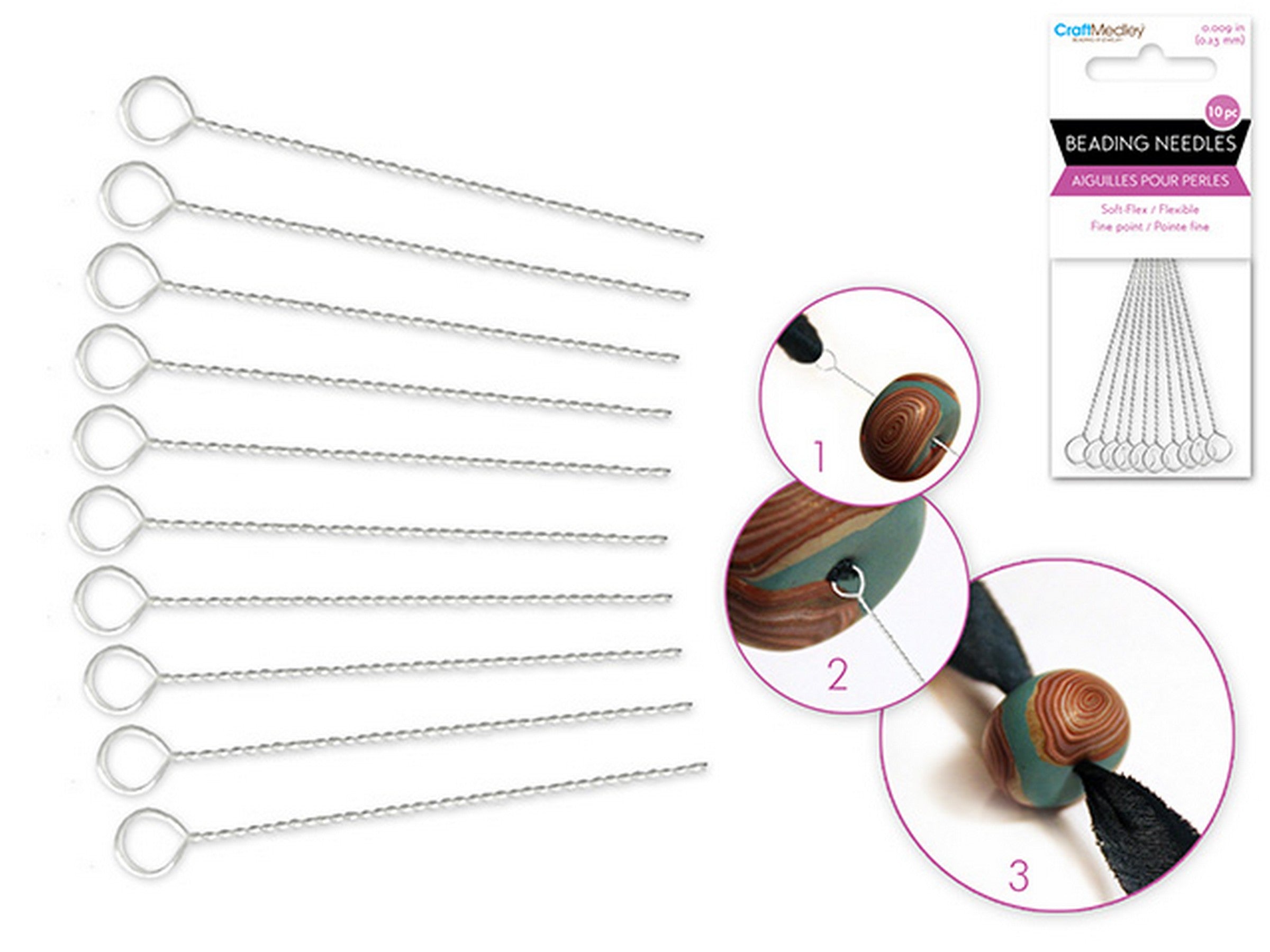 Beading and Jewelry 10 Soft-flex Beading Needles Fine Point 0.01in