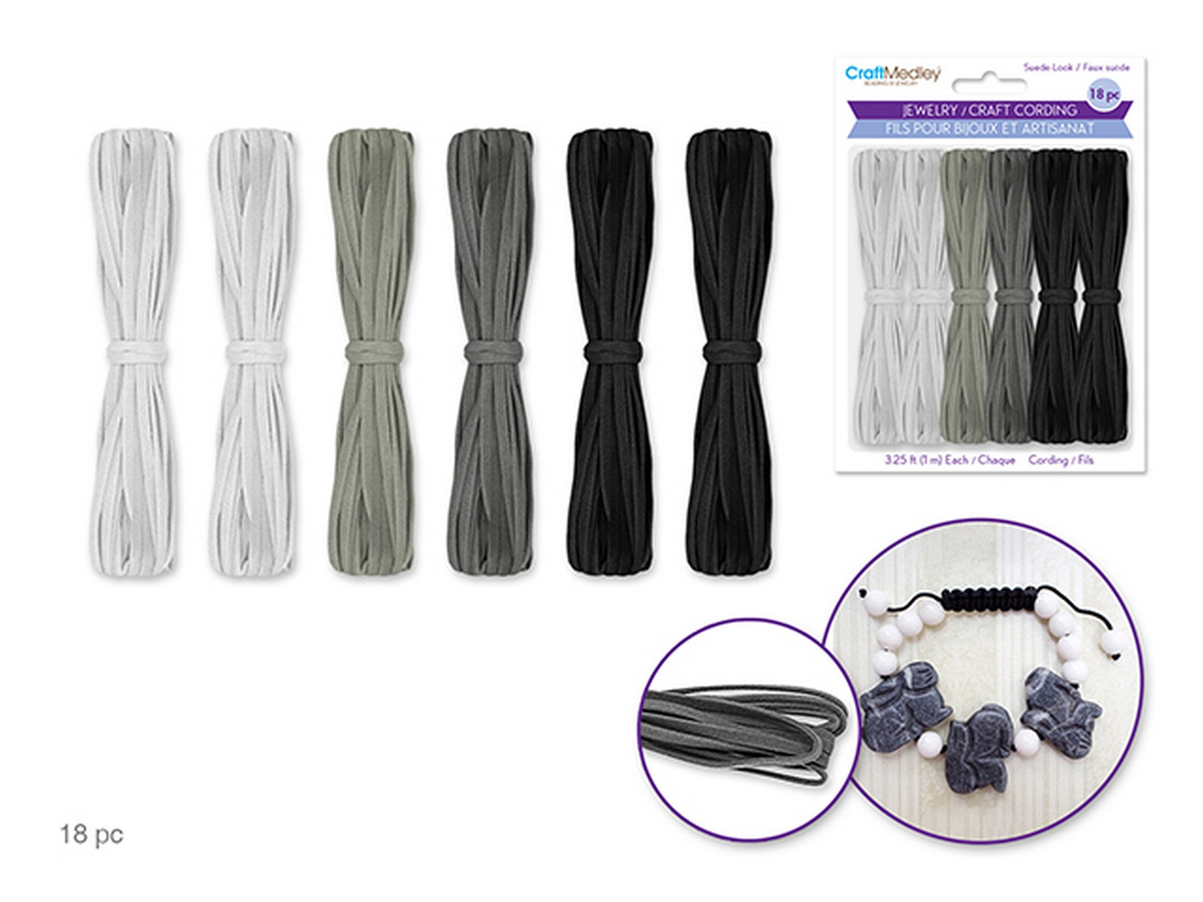 Craft Medley 18pcs Suede Jewelry Cording Classic 39in each