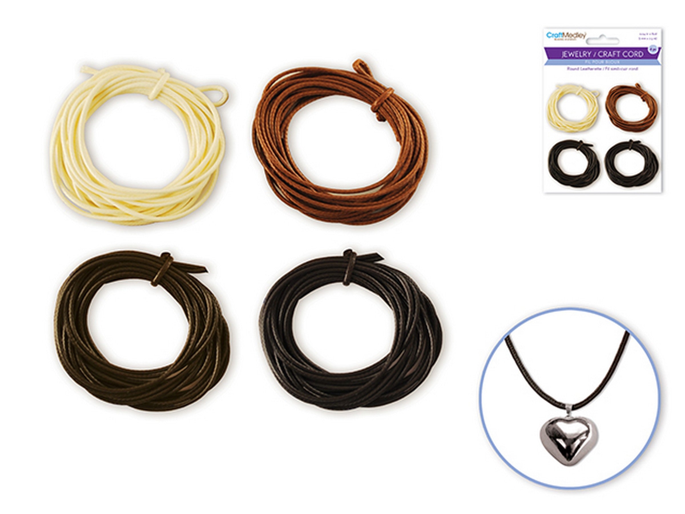 Beading and Jewelry 4 Jewelry / Craft Round Leatherette Cords Natural Asst 36in each
