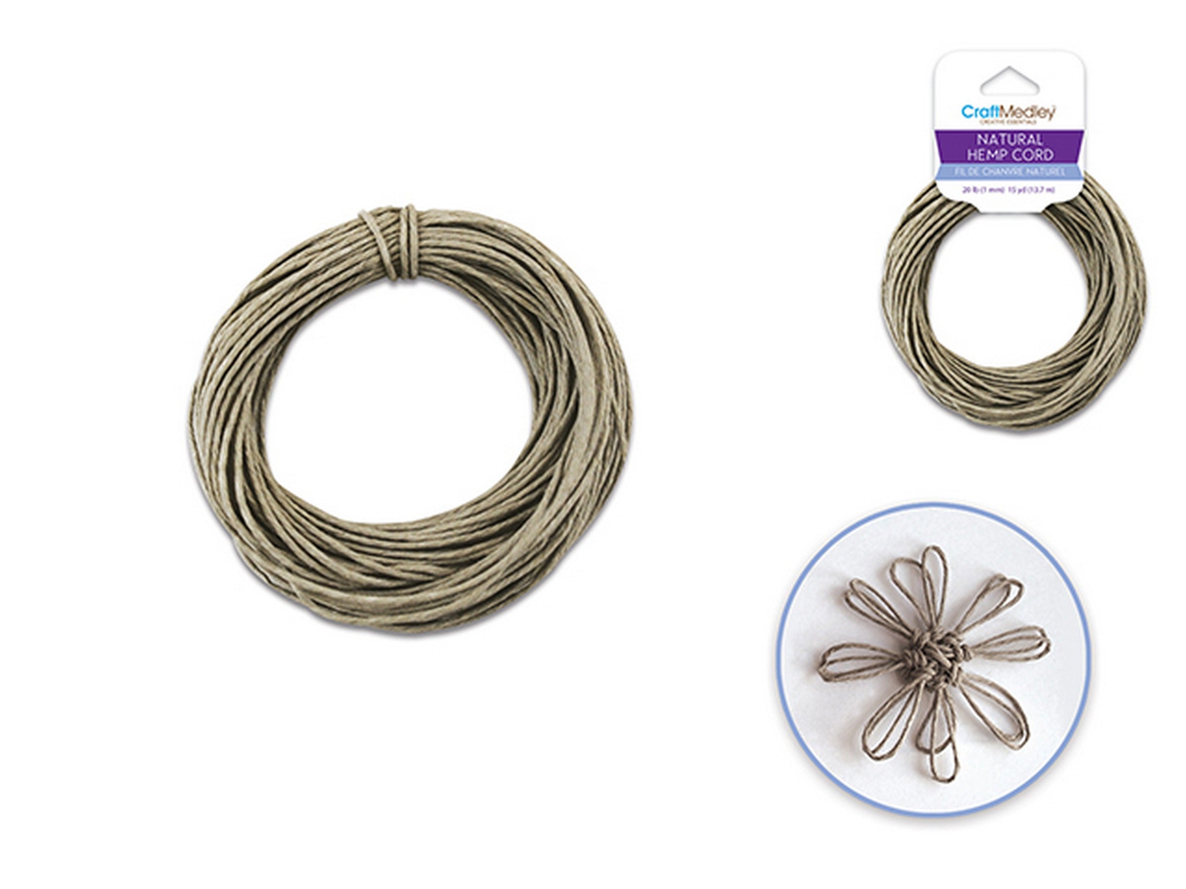 Beading and Jewelry Hemp Cord 100% Natural 20lb (1mm) 15yds (13.7m)