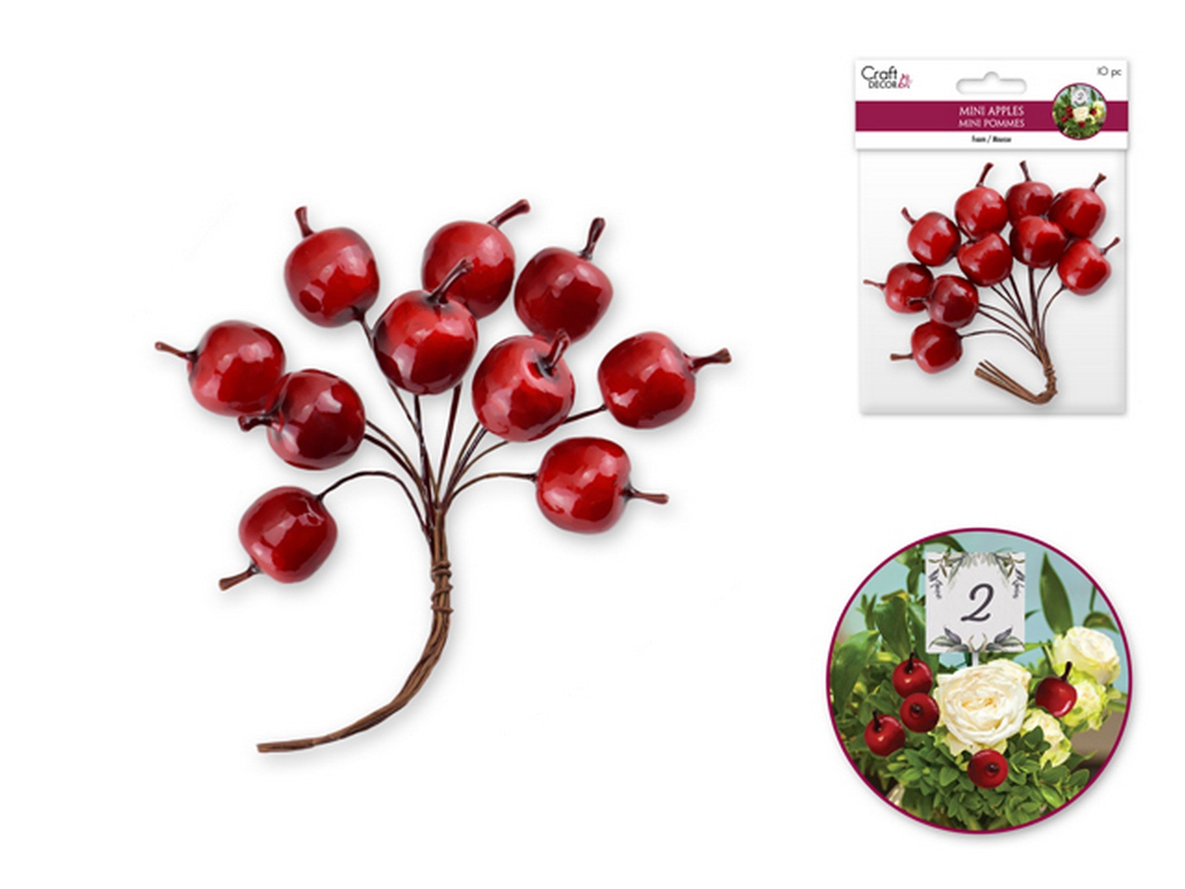 Craft Décor 12 Mini Red Apples 0.67in