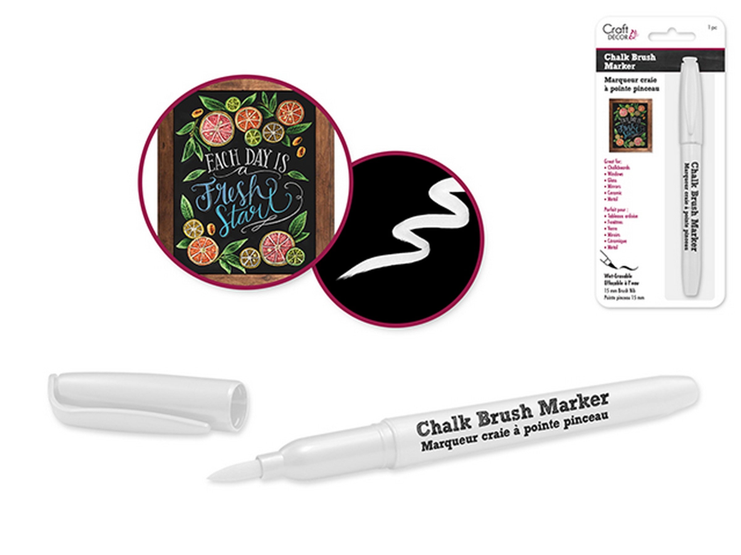 Craft Décor Wet-Erasable White Chalk Brush Marker 0.59in Tip