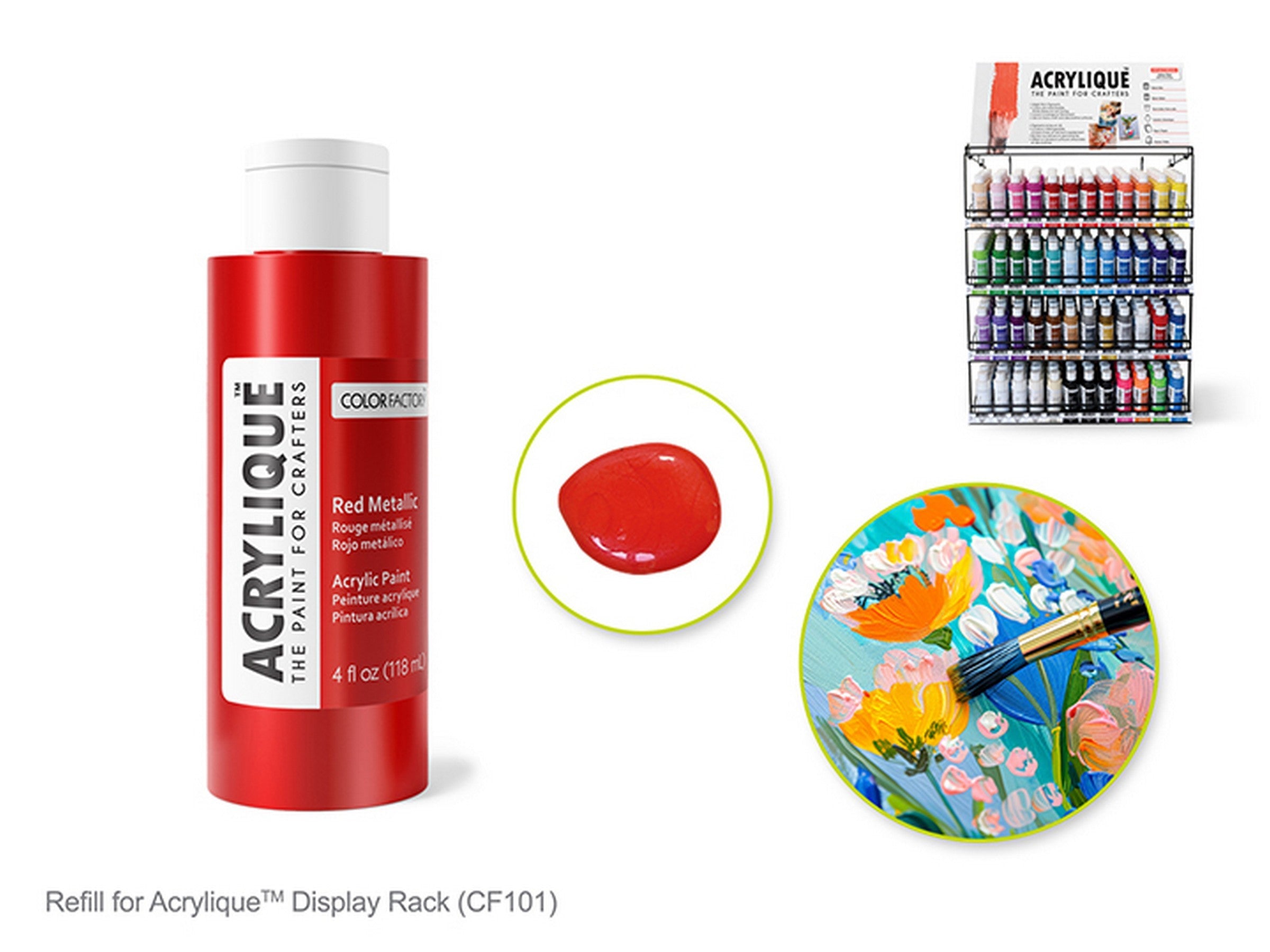 Color Factory Acrylic Paint Red Metallic 4oz