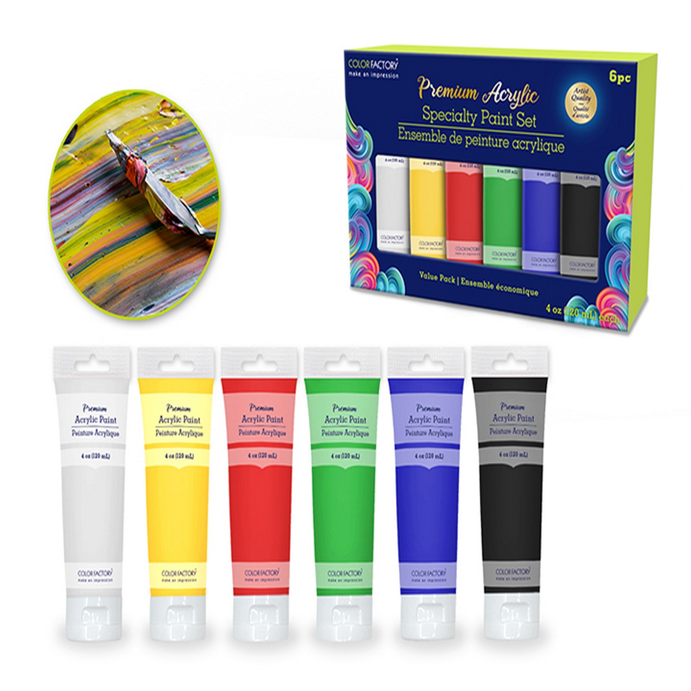 Color Factory Premium Acrylic Paint Set 6pcs - Primary Color 120ml each