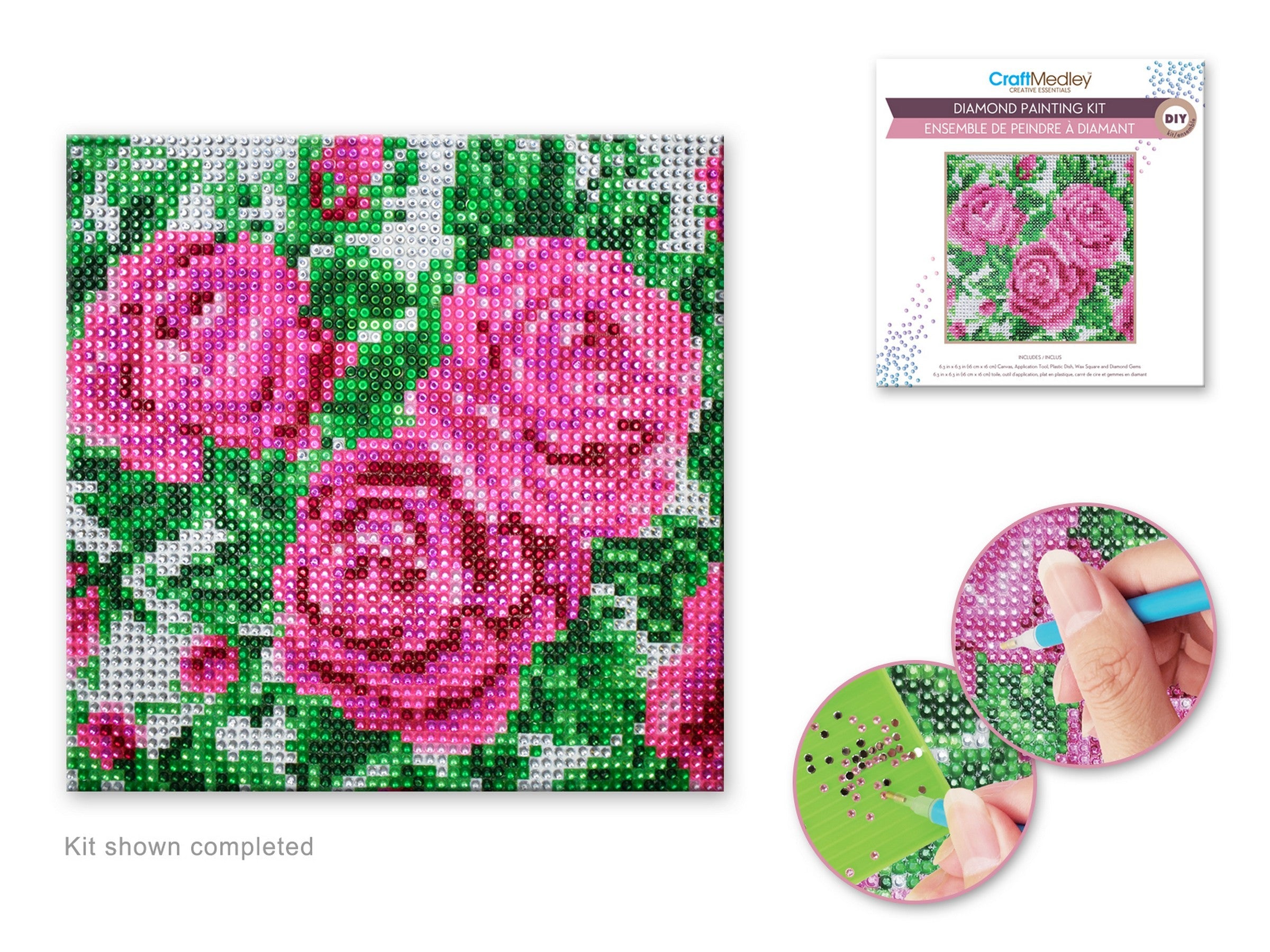 Craft Medley Diamond Painting Kit Rose 6.3x6.3in
