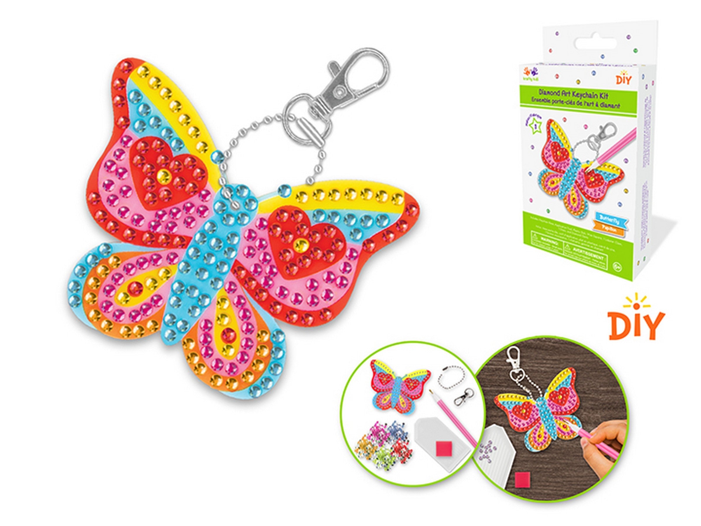 Krafty Kids DIY Diamond Art Keychain Kit Butterfly 3x2.5in