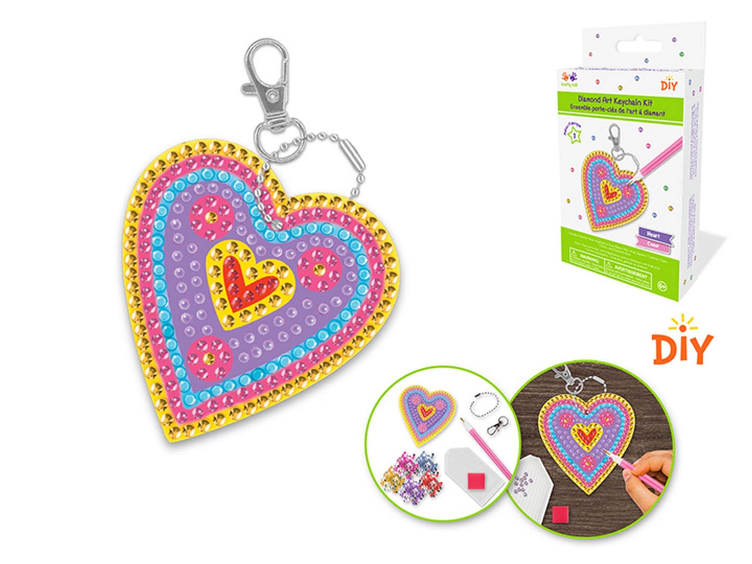 Krafty Kids DIY Diamond Art Keychain Kit Heart 3x2.75in