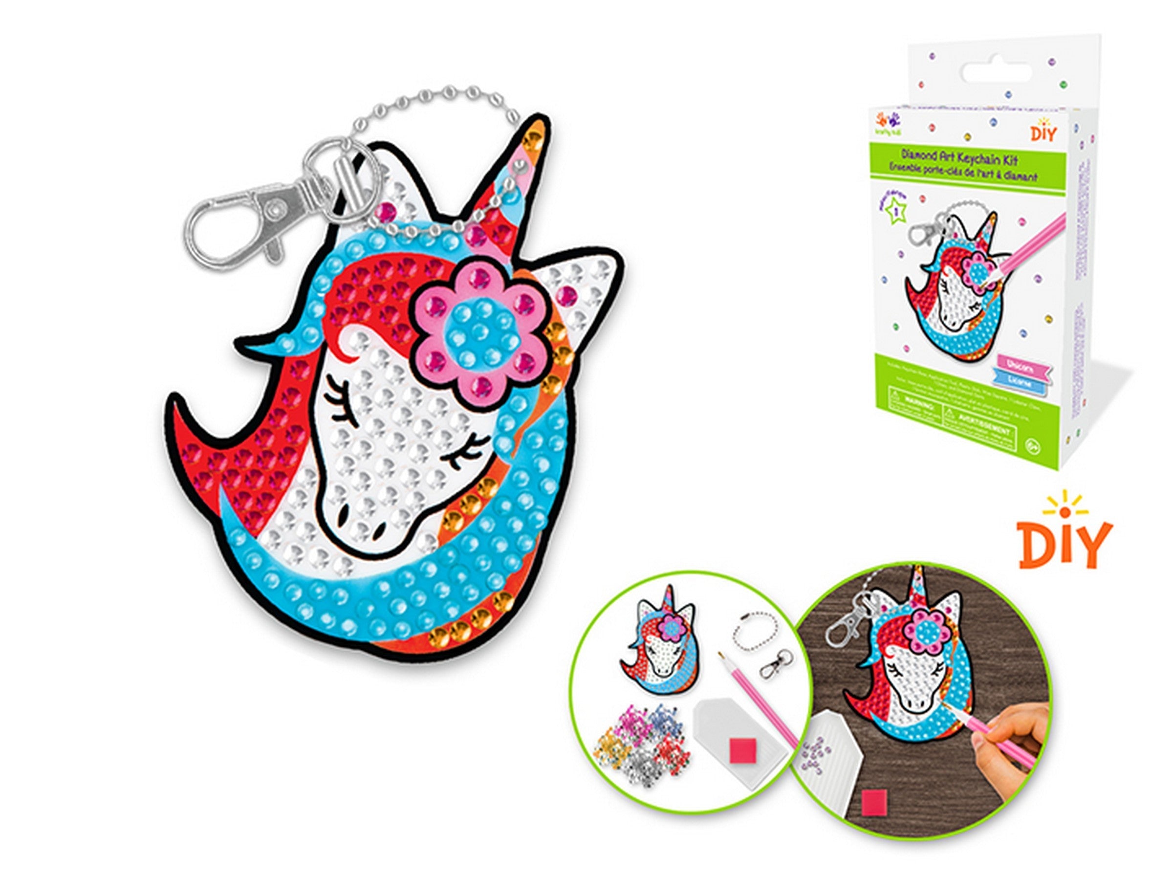 Krafty Kids DIY Diamond Art Keychain Kit Unicorn 3.4x2.5in