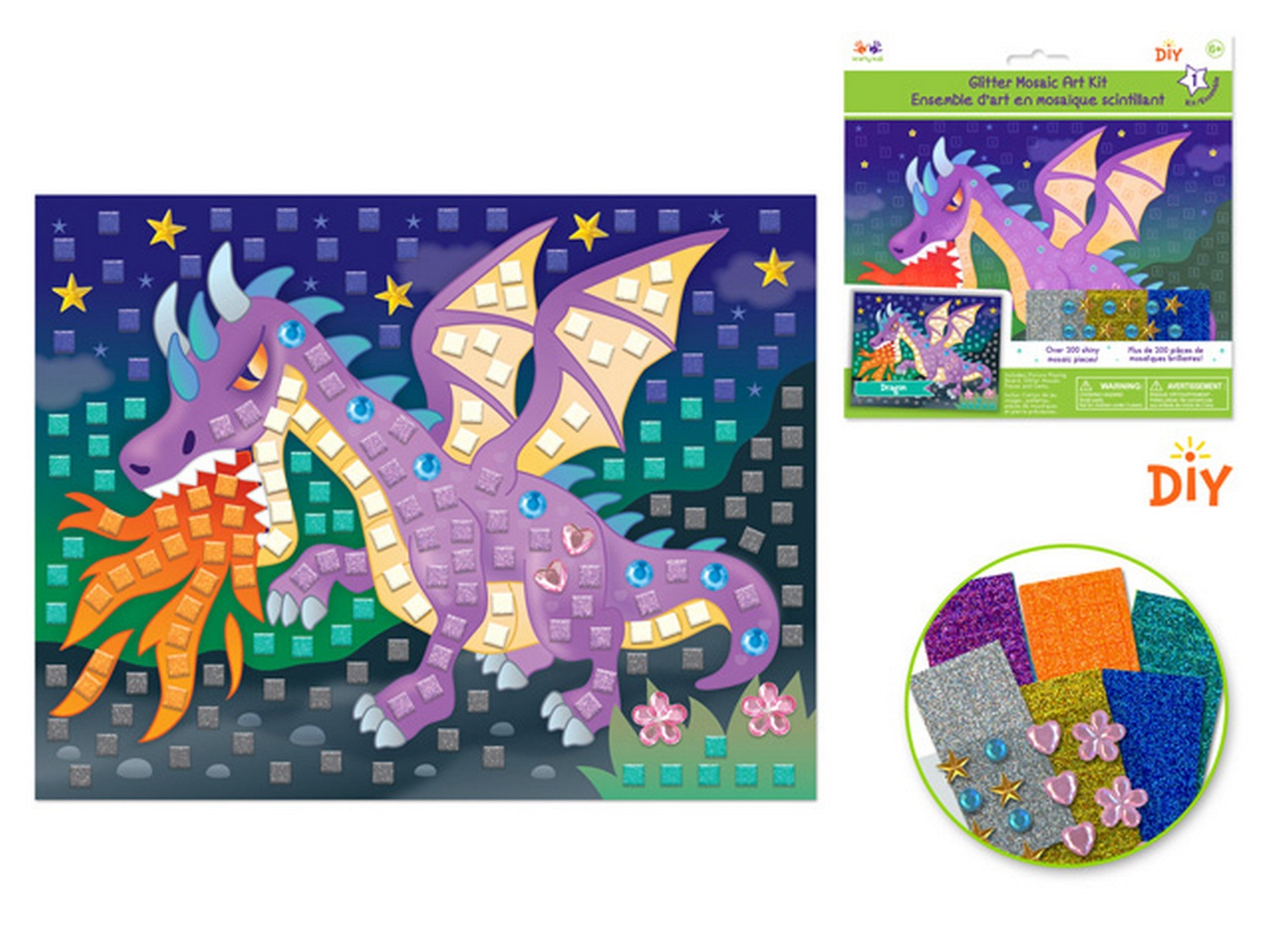 Krafty Kids Glitter Mosaic Art Kit Dragon 6x7.75in