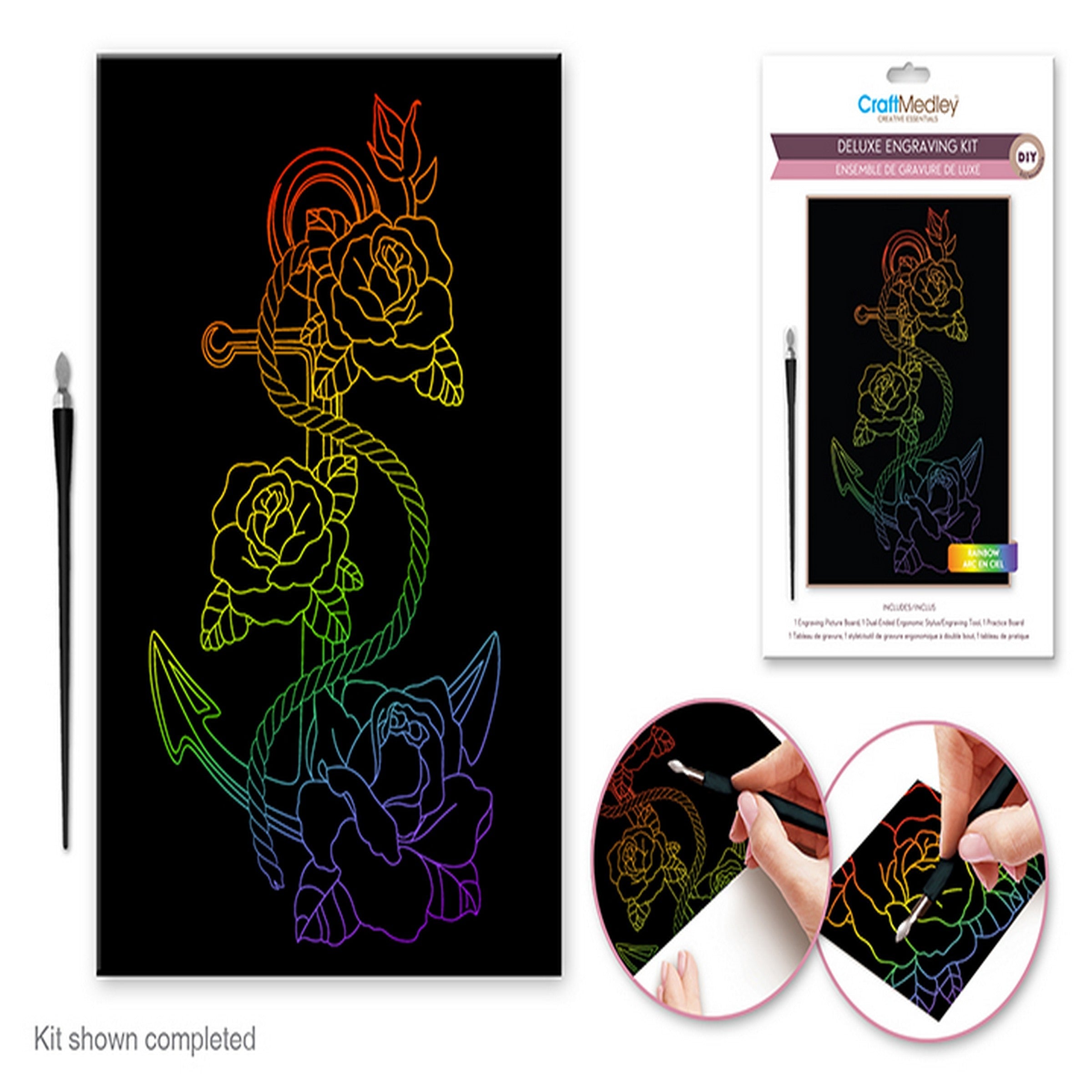 Craft Medley Deluxe Holographic Engraving Art Kit - Anchor with Roses 8x11.5in