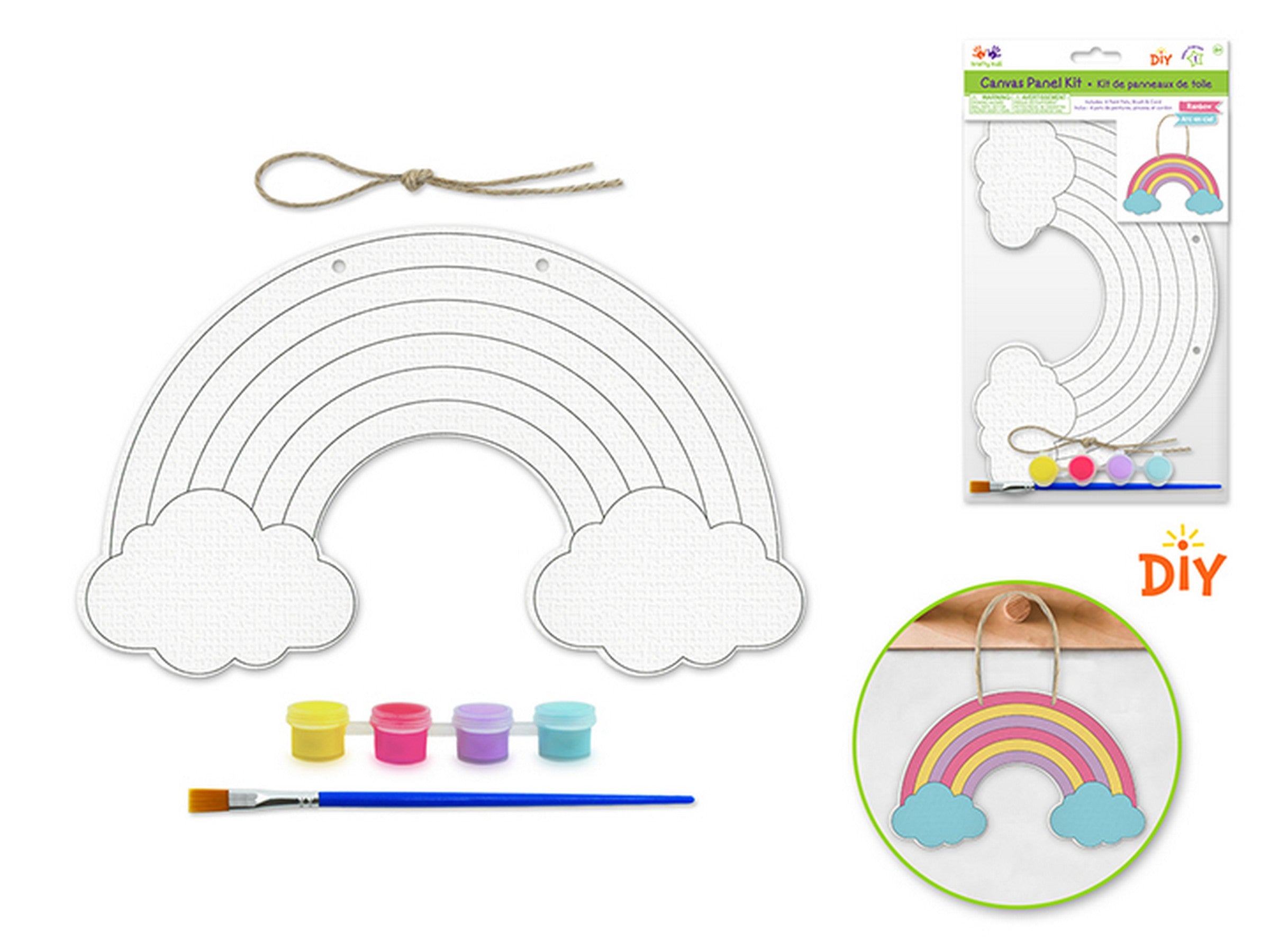 Krafty Kids Canvas Panel Kit with 4 Paint Pots - Rainbow 5.6x9.1in