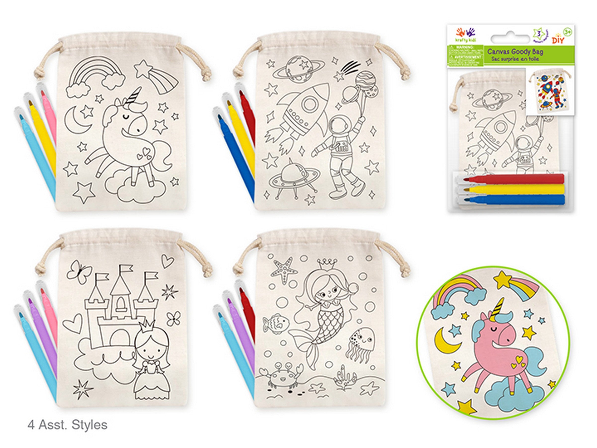 Krafty Kids DIY Canvas Goody Bag with 3 Markers  VRT 