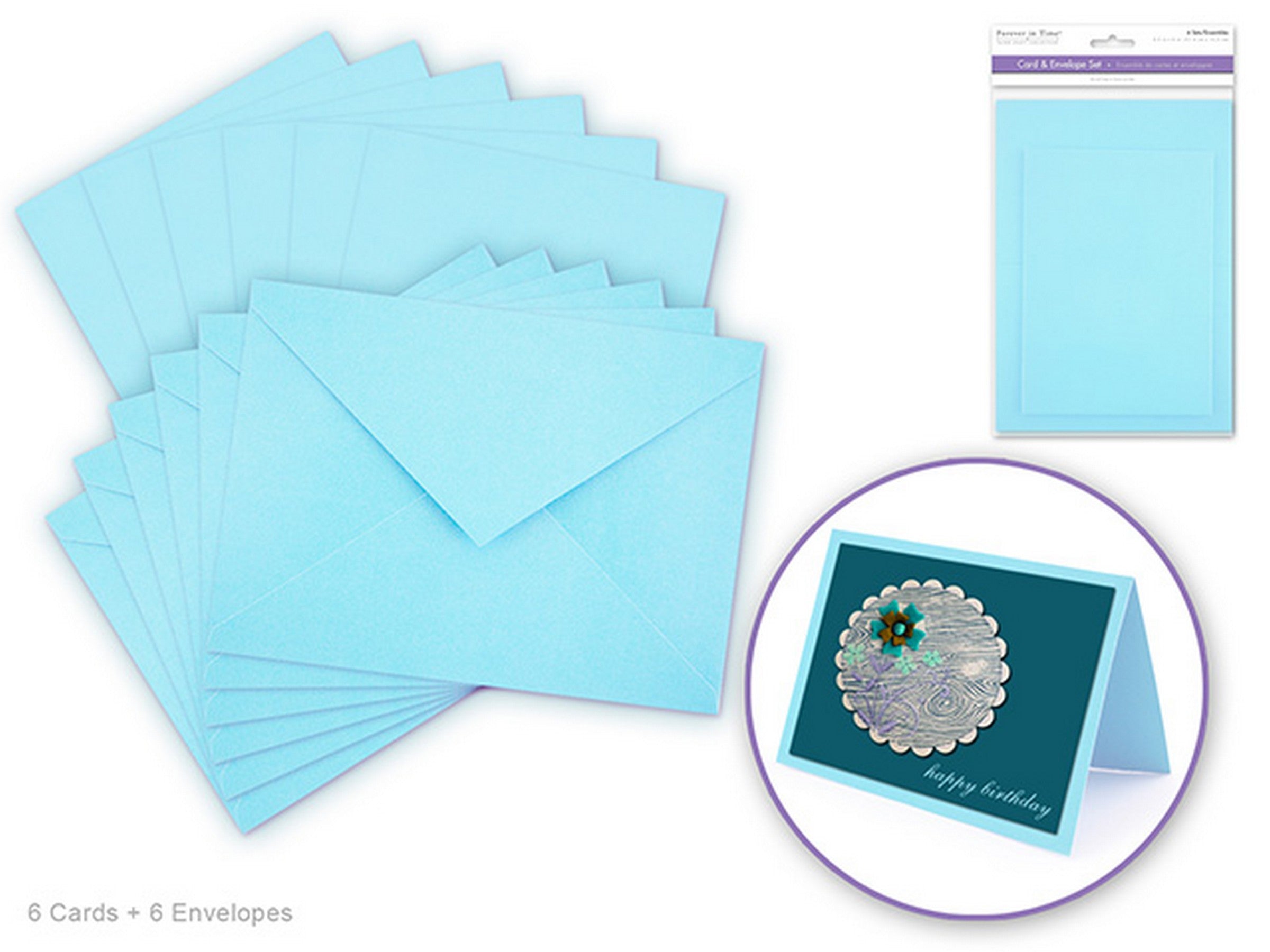Forever in Time 6 Card and Envelopes Kit Turquoise 4.5x6in