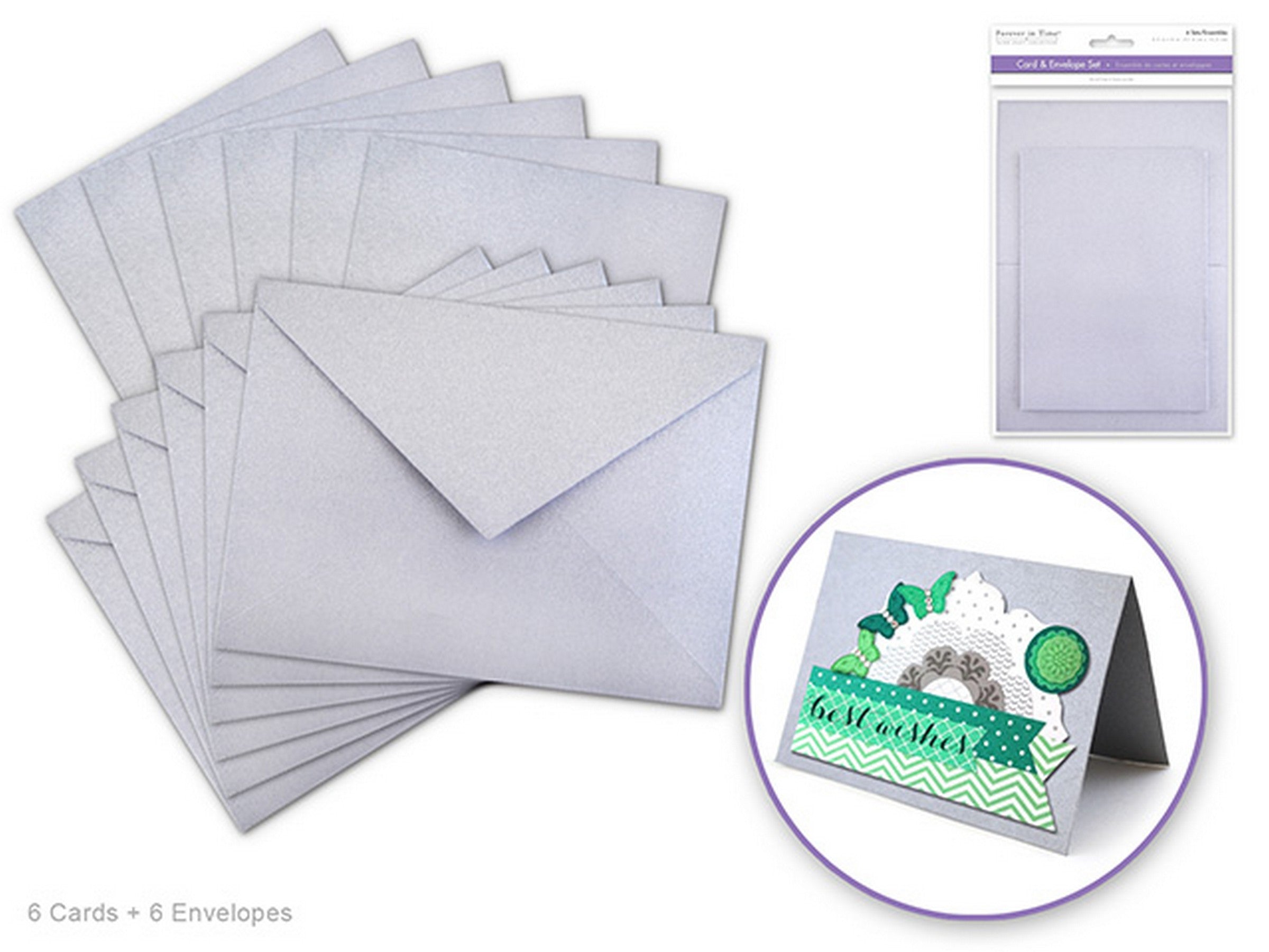Forever in Time 6 Card and Envelopes Kit Silver 4.5x6in