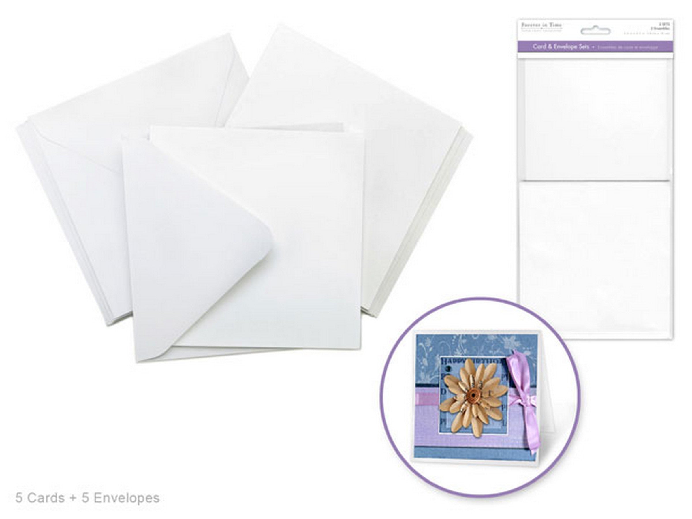 Forever in Time 5 Card and Envelopes Kit White 5.5x5.5in