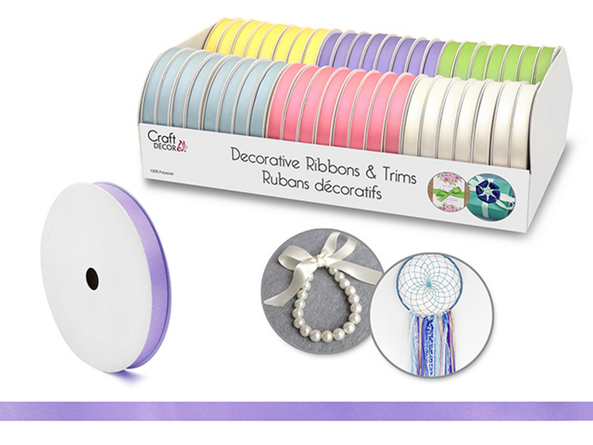 Craft Décor Decorative Ribbon 100% Polyester Pastel 0.4in x 5yds (1cm x 4.5m)  VRT