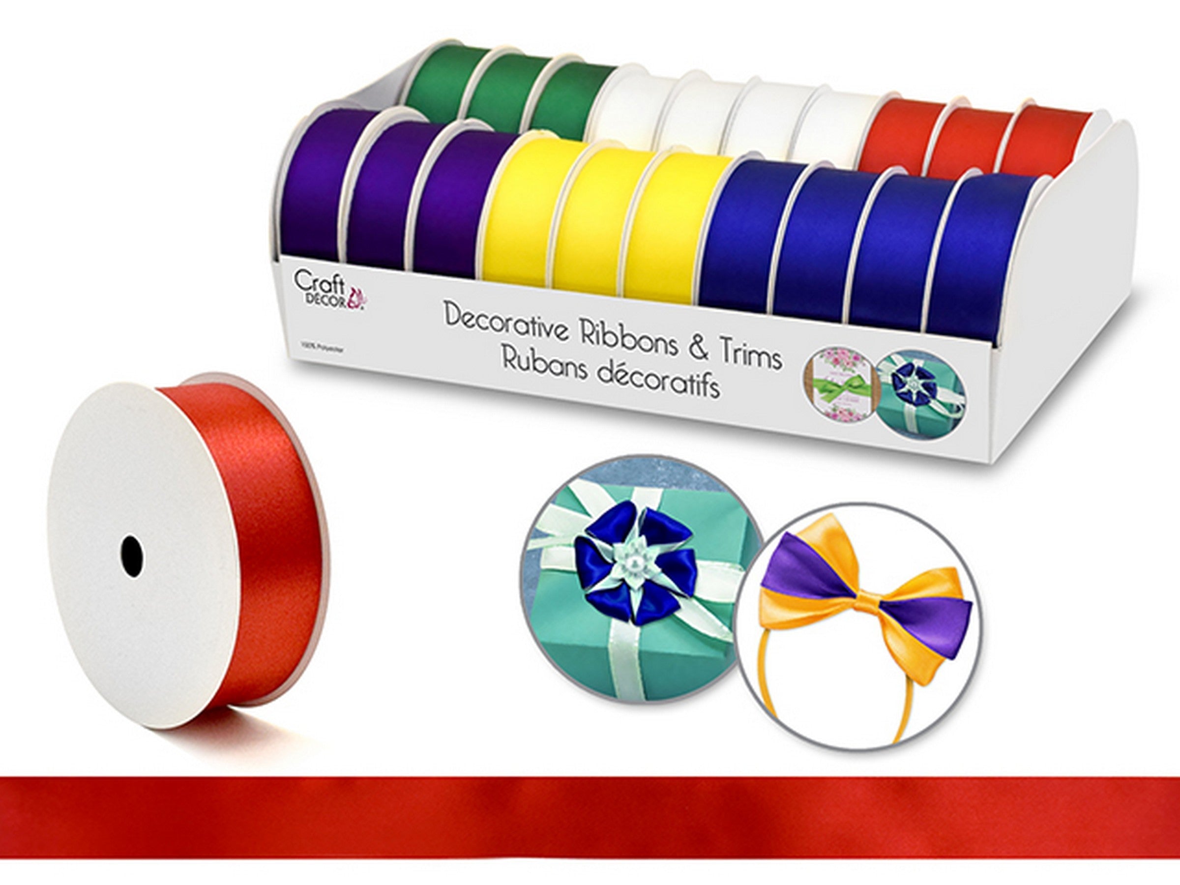 Craft Décor Decorative Ribbon 100% Polyester Bold 1in x 3yds (2.5cm x 2.7m)  VRT
