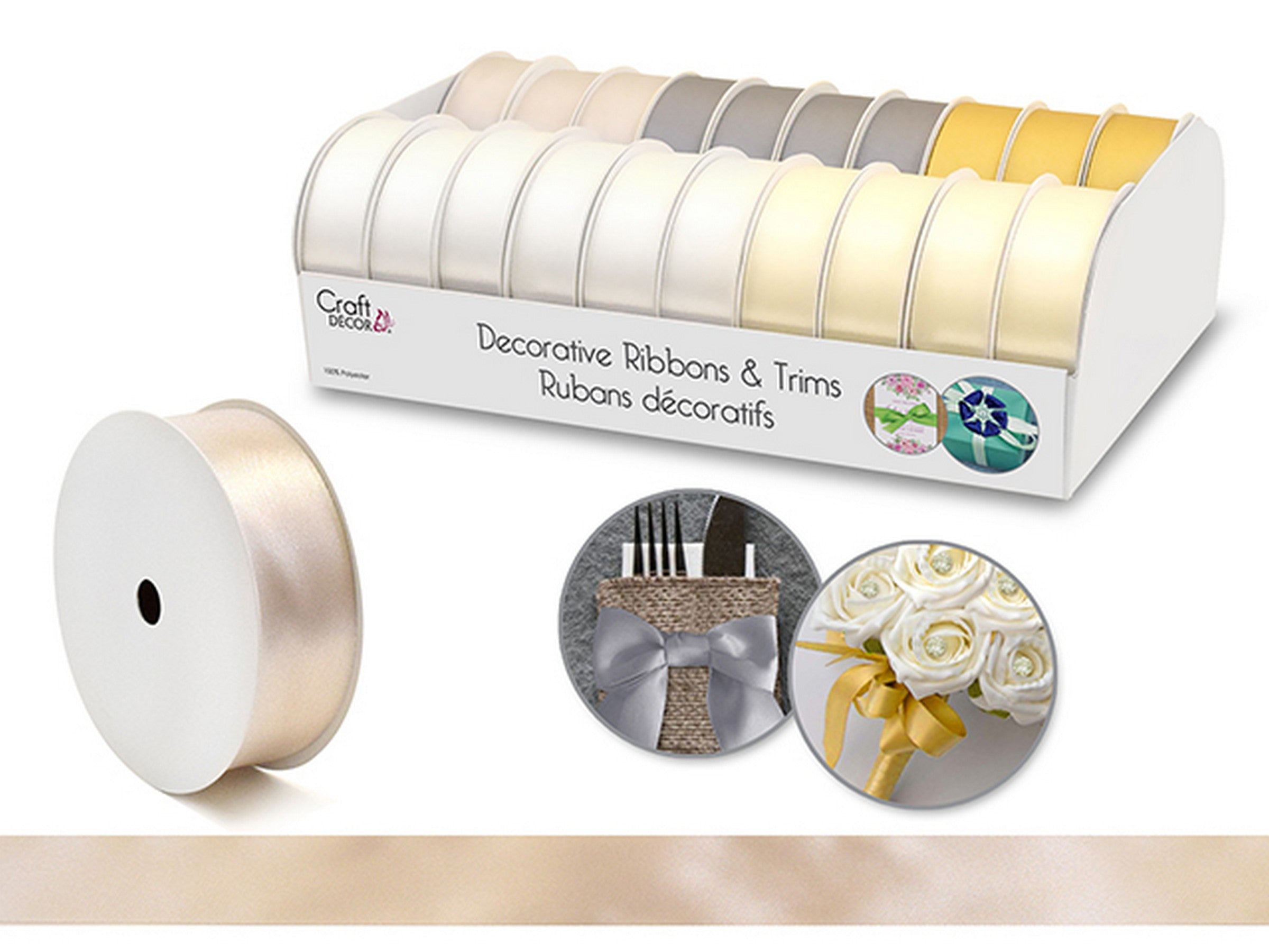 Craft Décor Decorative Ribbon 100% Polyester Elegance 1in x 3yds (2.5cm x 2.7m)  VRT