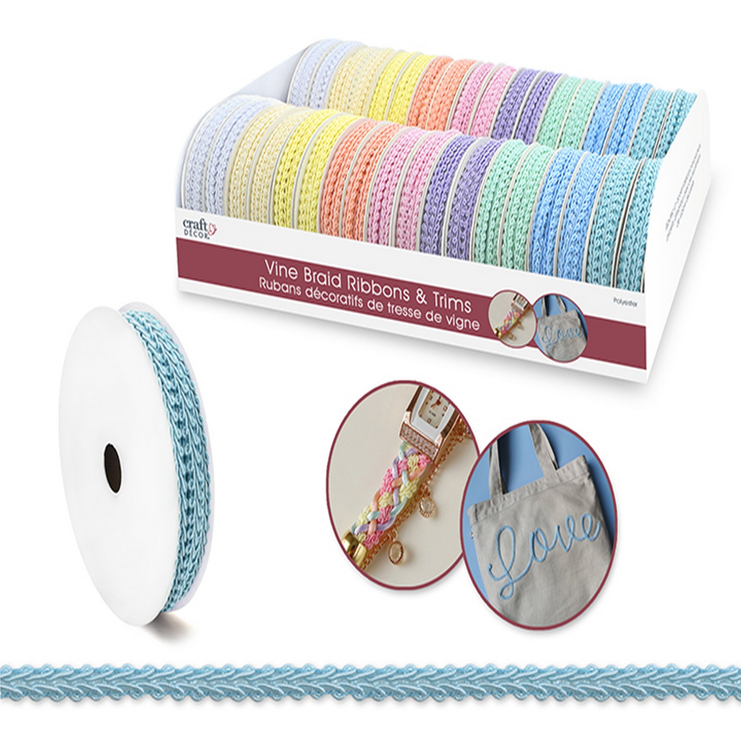 Craft Décor Ribbon - Vine Braid 100% Polyester 0.25in x 2yd  VRT 