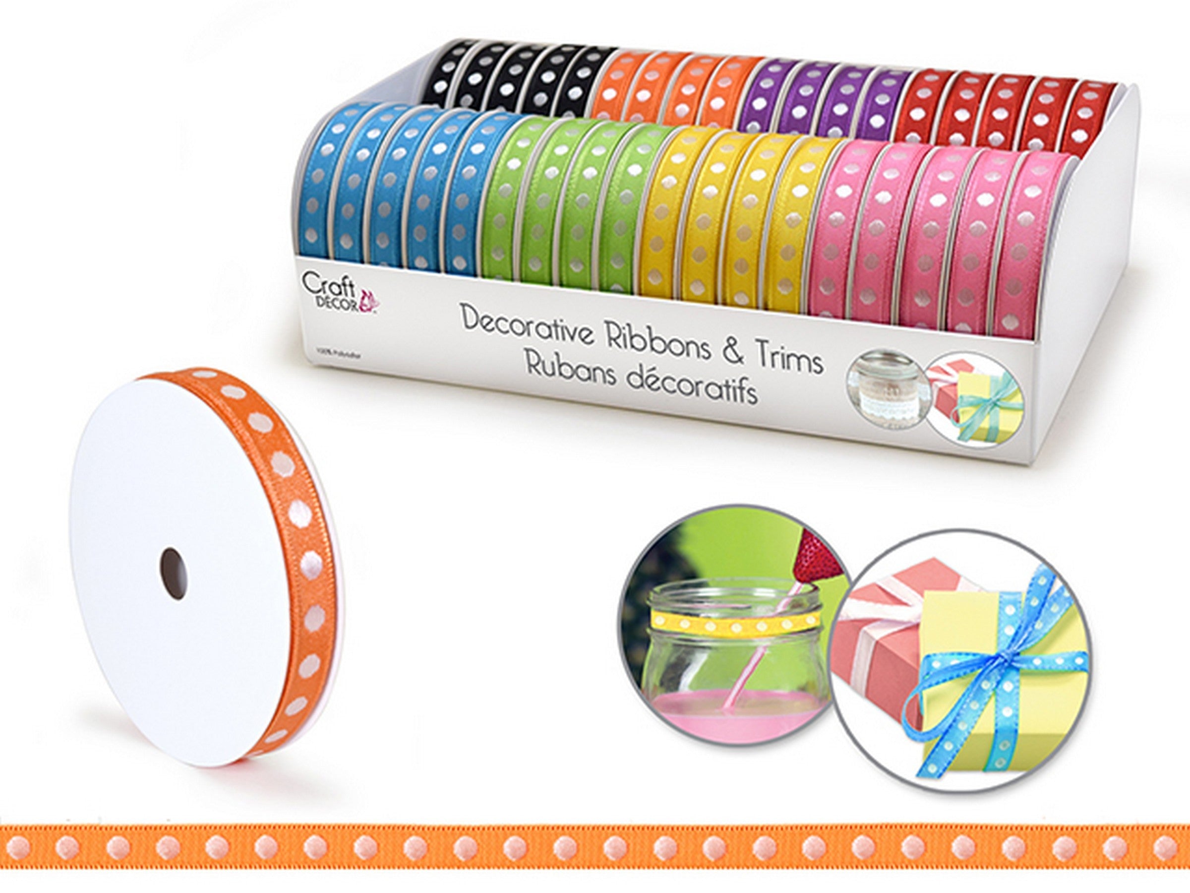 Craft Décor Craft Doted Ribbon 100% Polyester Bold 144in  VRT