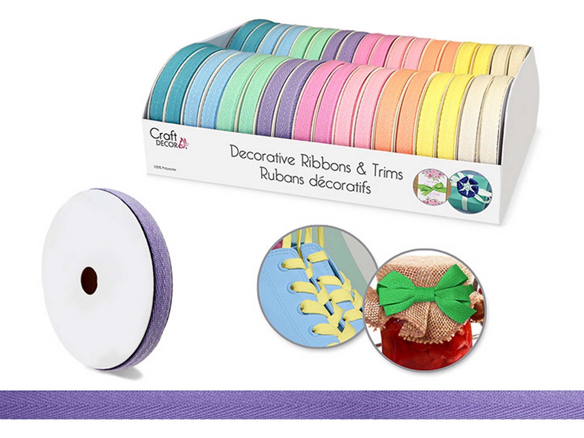 Craft Décor Decorative Ribbon 100% Polyester 118in Roll  VRT