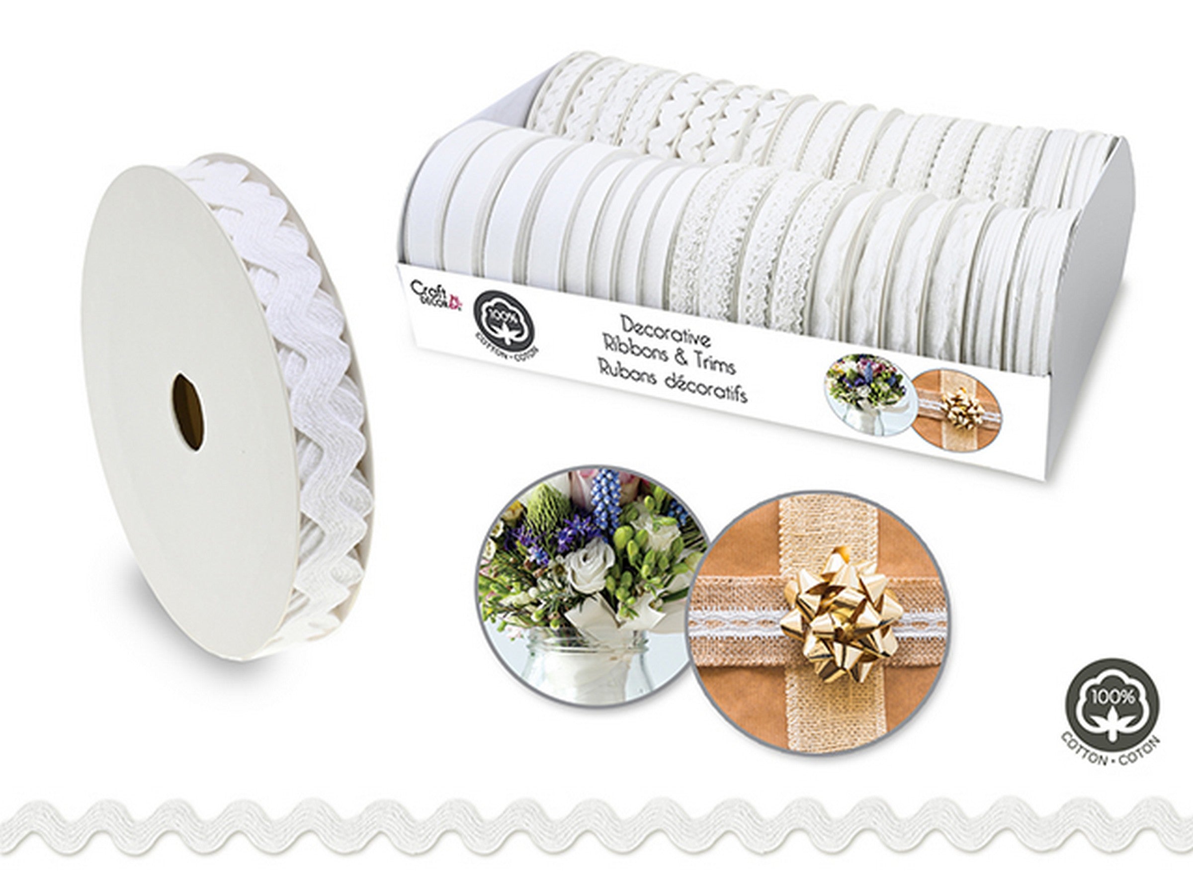 Craft Décor Decorative Ribbon 100% Polyester White 108in  VRT