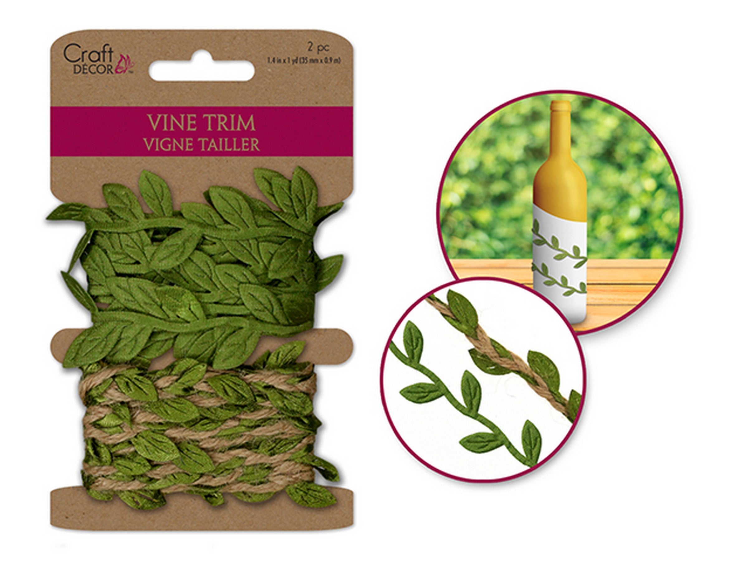 Craft Décor 2 Mini Leaves Vine Trims 60in each