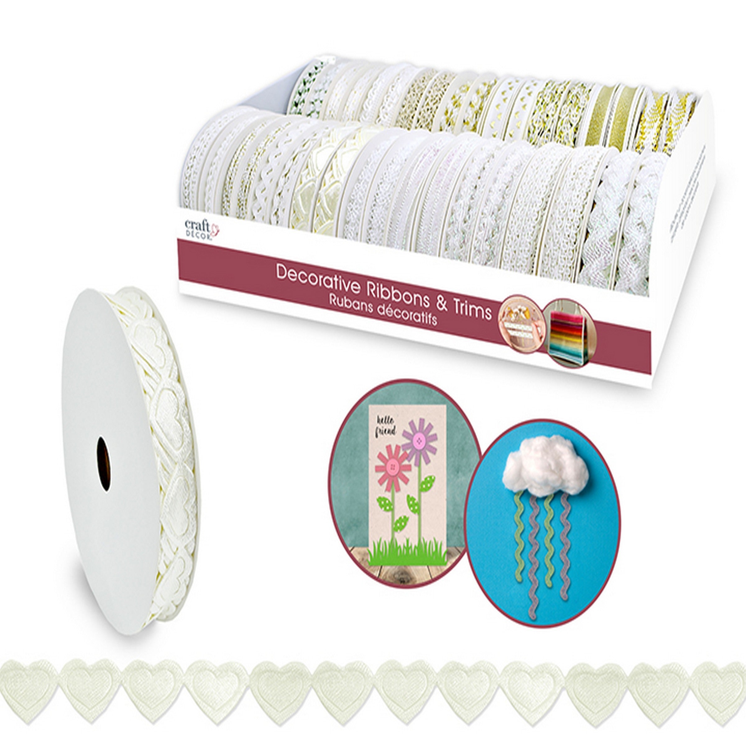Craft Décor Ribbon - Pastel Mini-poms 100% Polyester 0.4in x 3yd VRT 