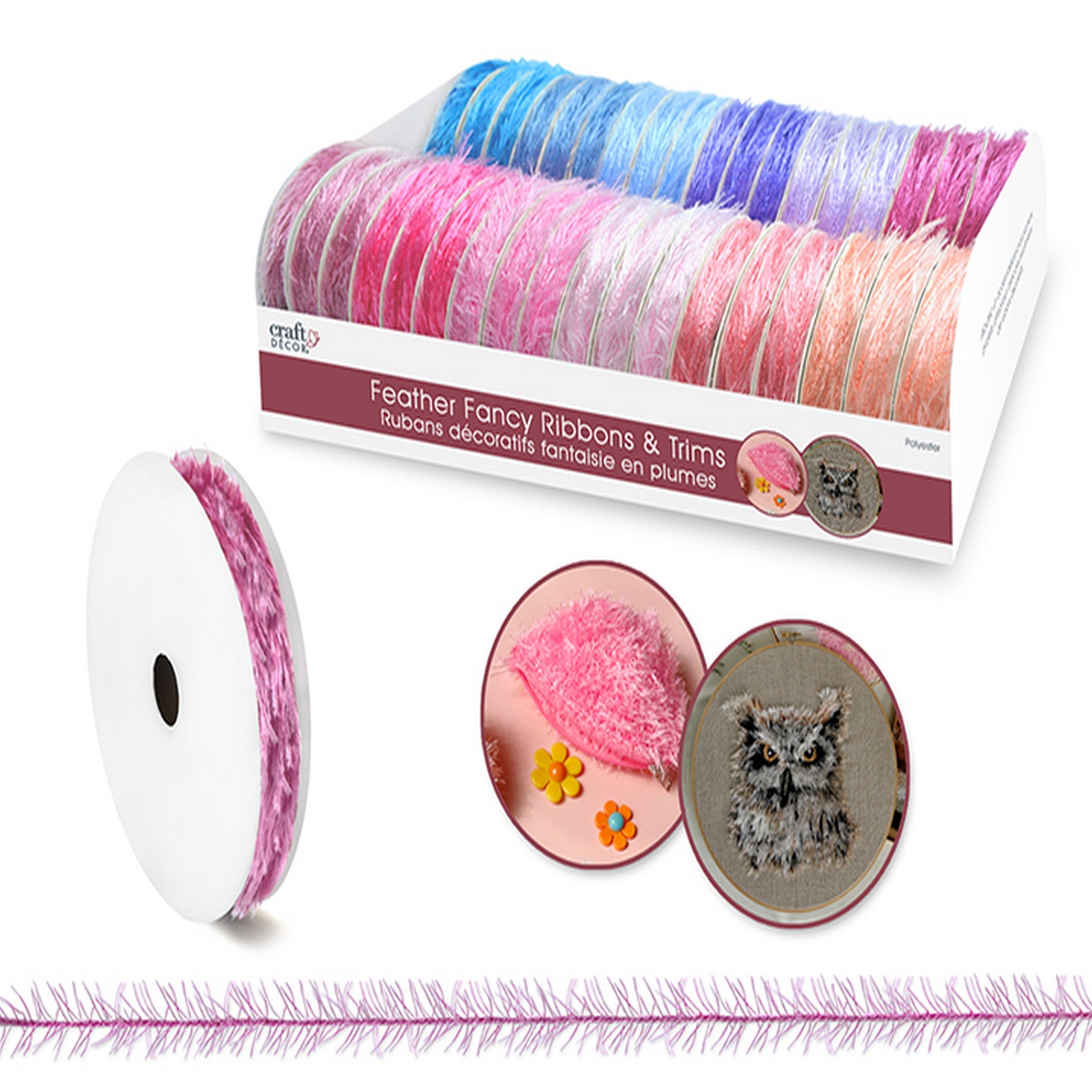 Craft Décor Ribbon - Feather Fancy 100% Polyester 0.25in x 6yd VRT 