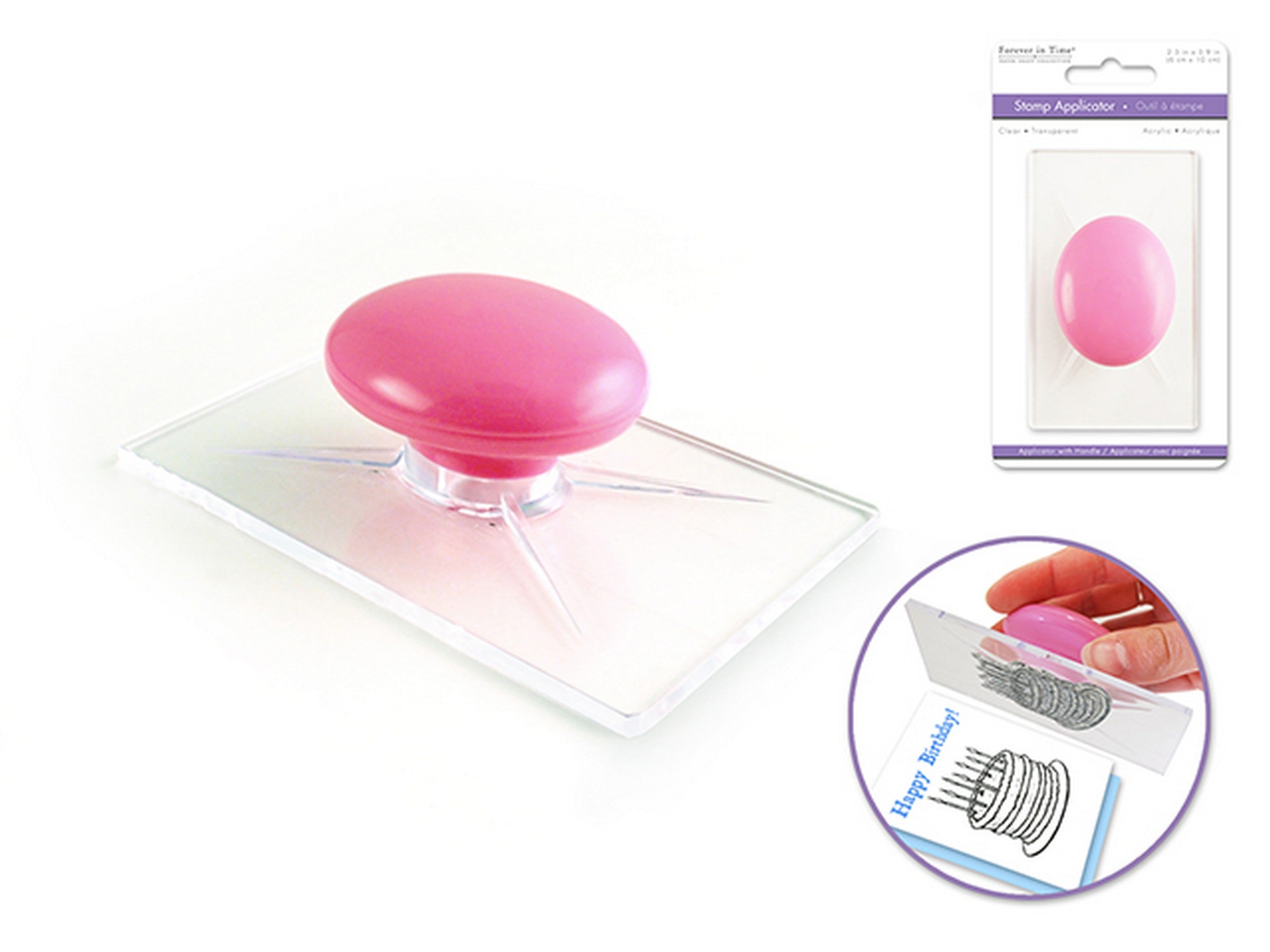 Forever in Time Stamp Applicator with Handle Clear Acrylic 2.3x3.9in