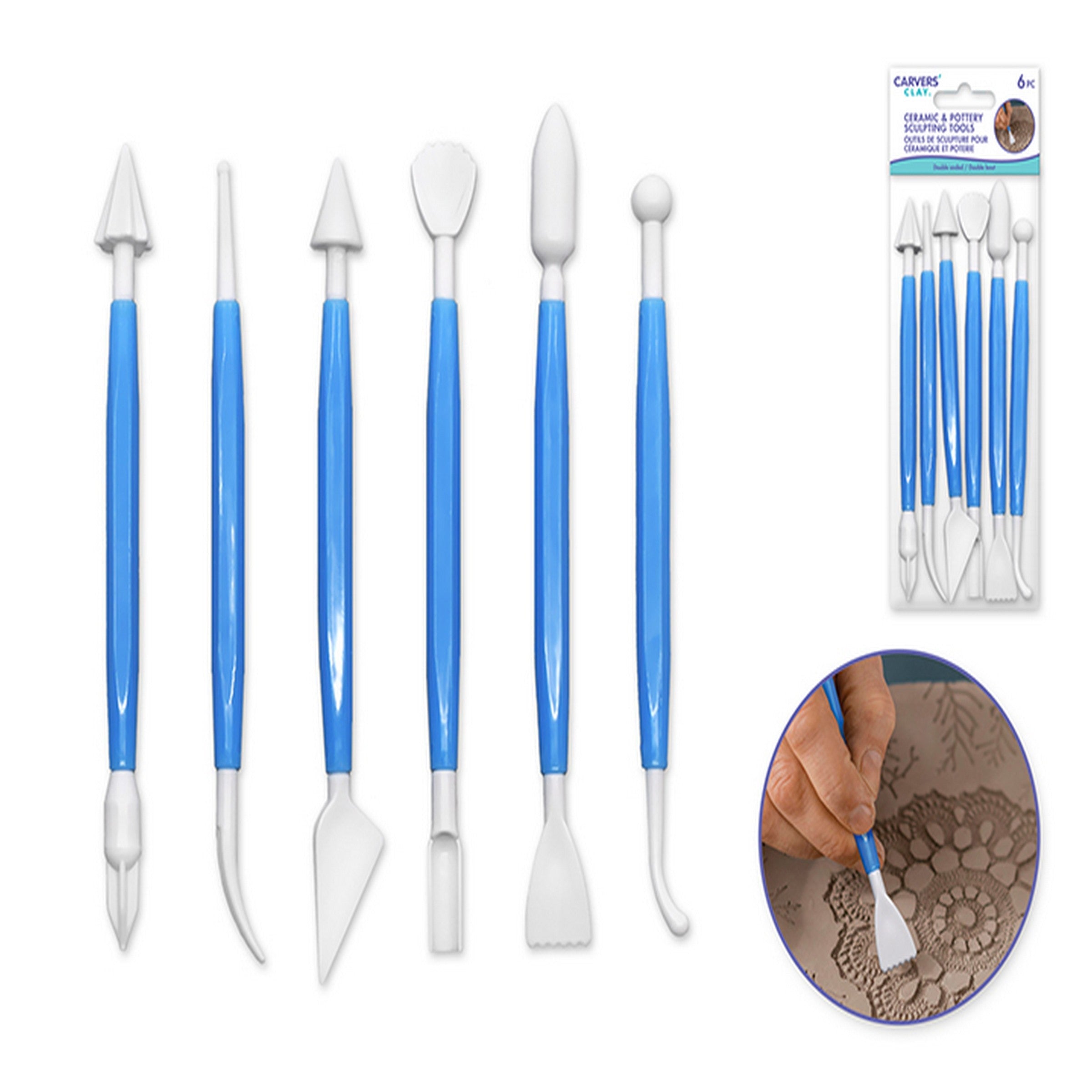 Crafter's Tool Kit Ceramic and Pottery Sculpting Tools Set 6pcs - Plastic 6.25in 