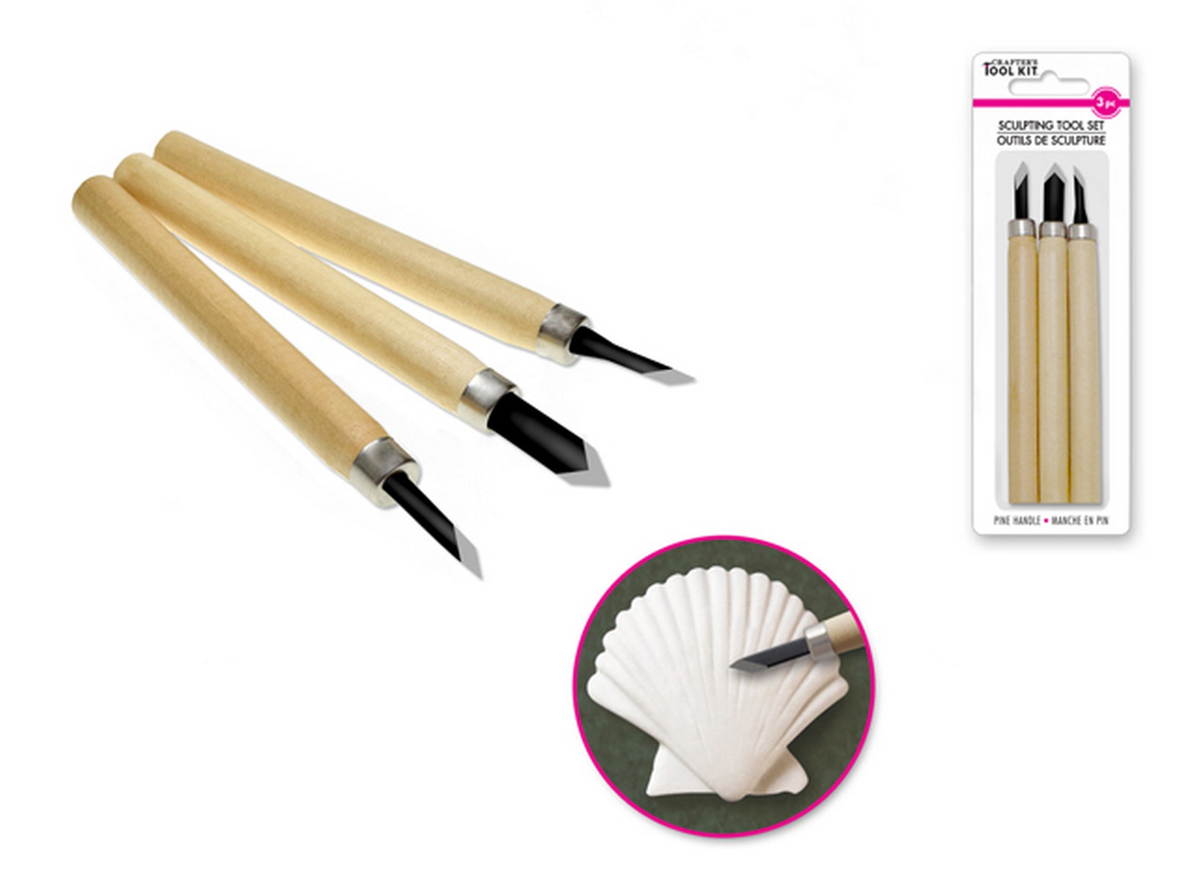 Crafter's Tool Kit 3 Sculpting Tool Set - Pine Handle 5.25in