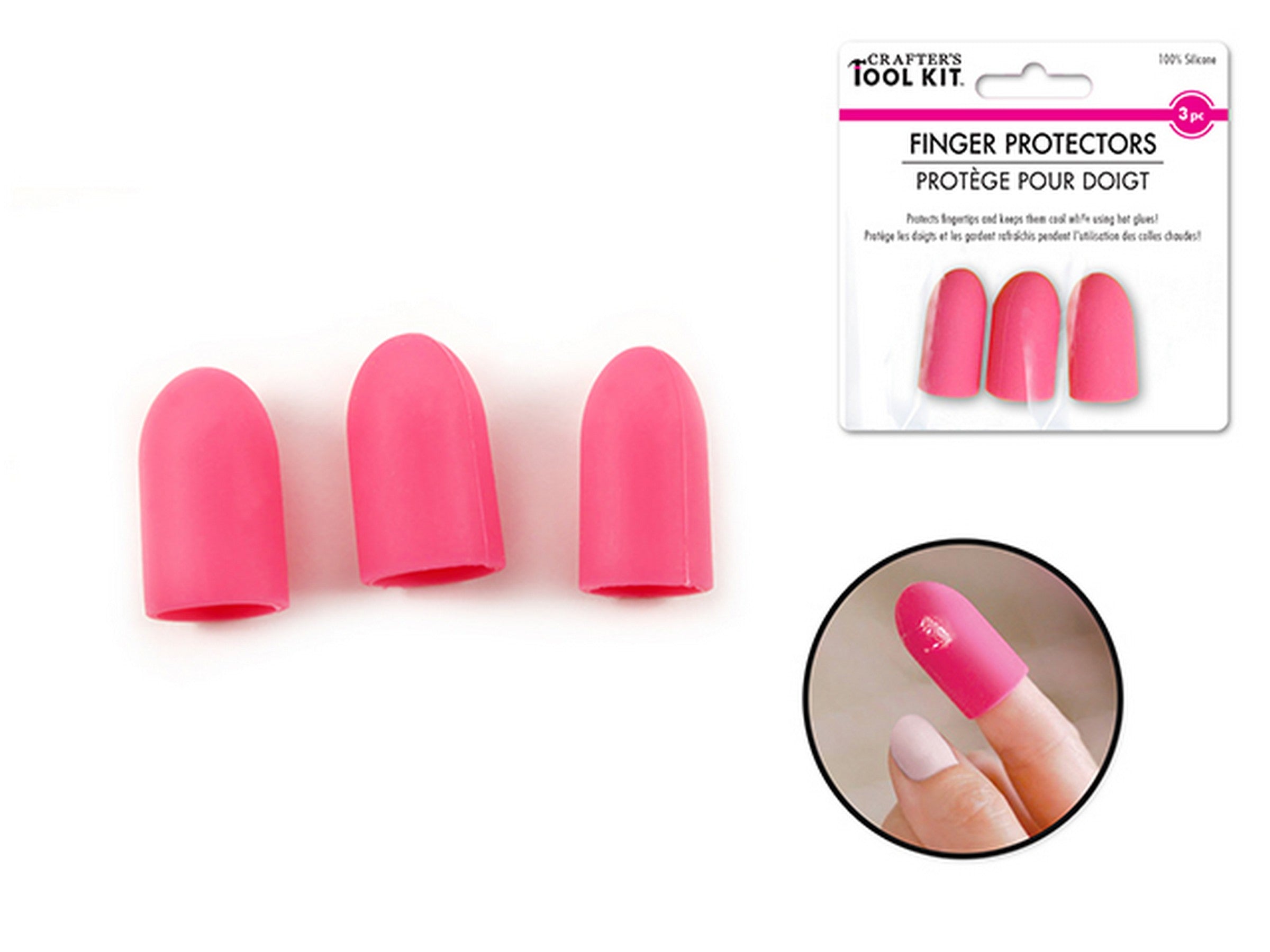 Crafter's Tool Kit 3 Finger Protectors for Hot Glue 100% Silicone