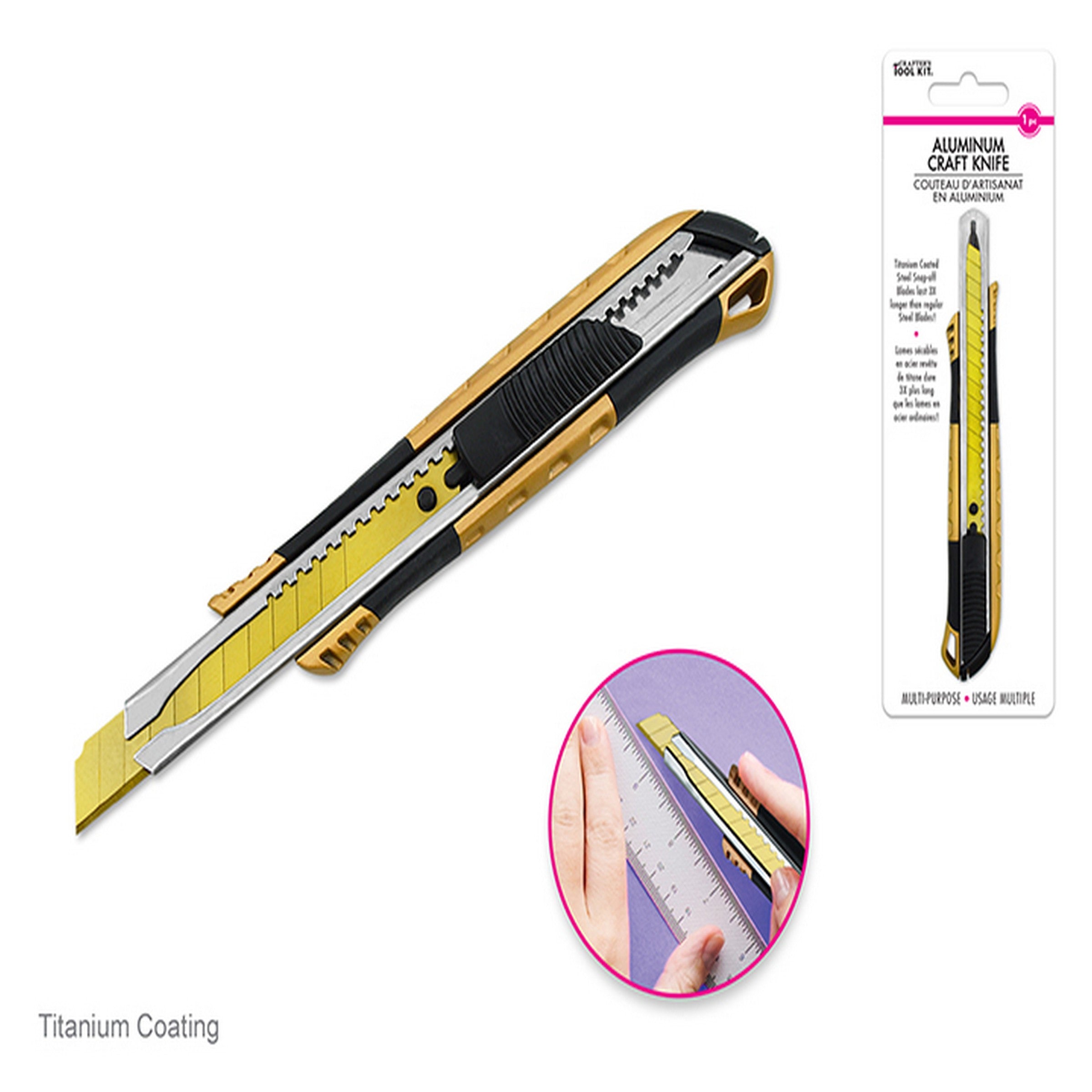 Crafter's Tool Kit Aluminium Craft Knife with Titanium Snap-off Blade 5.25in 