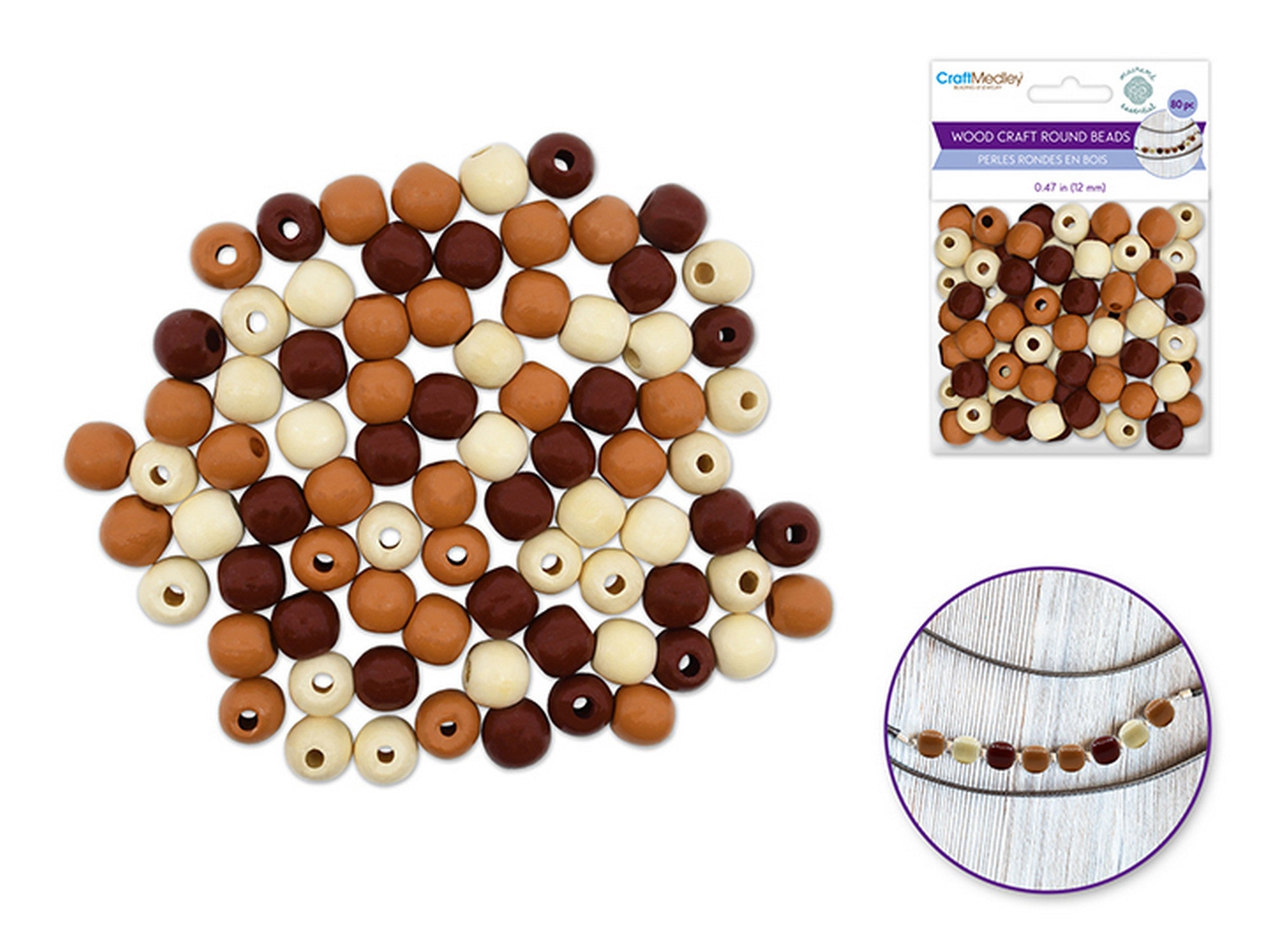 Beading and Jewelry 80 Round Wooden Beads 0.47in