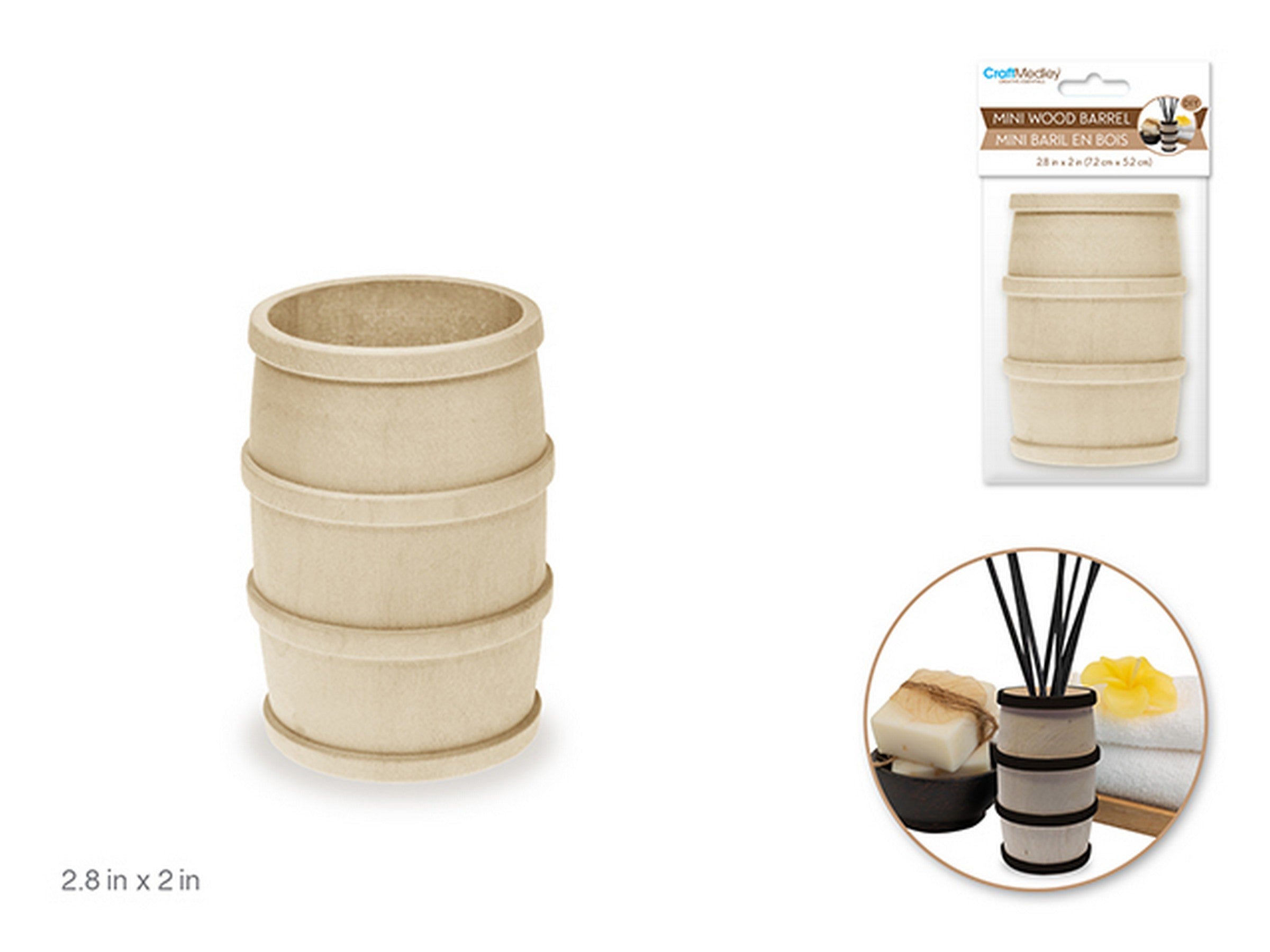 Craft Medley Mini Wooden Barrel Unpainted 2.8x2in
