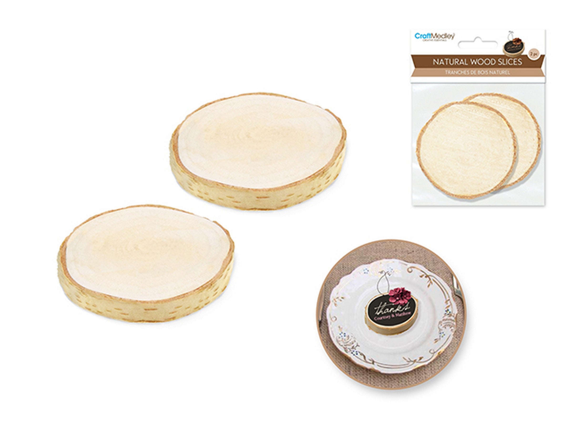 Craft Medley 2 Wood Slices Natural 2.5in approx.