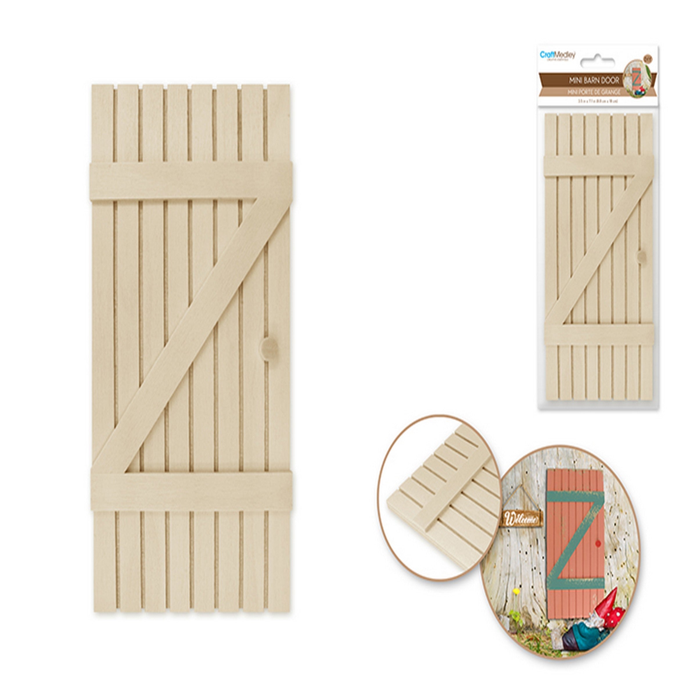 Craft Medley Mini Wooden Barn/Stable Door with Handle - Unpainted 3.5x7.1in 
