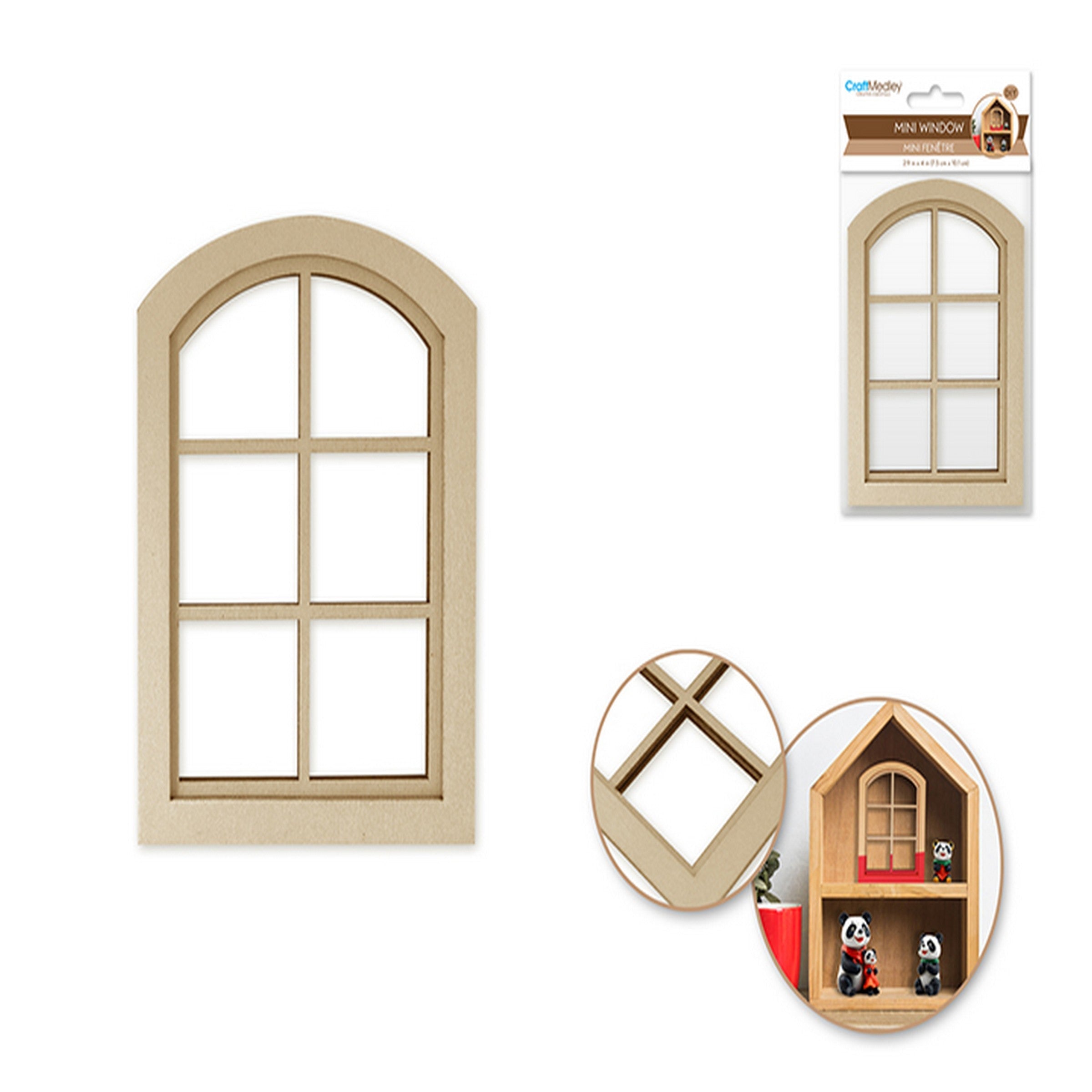 Craft Medley Mini Wooden 3D Framed Window - Unpainted 2.9x4in 