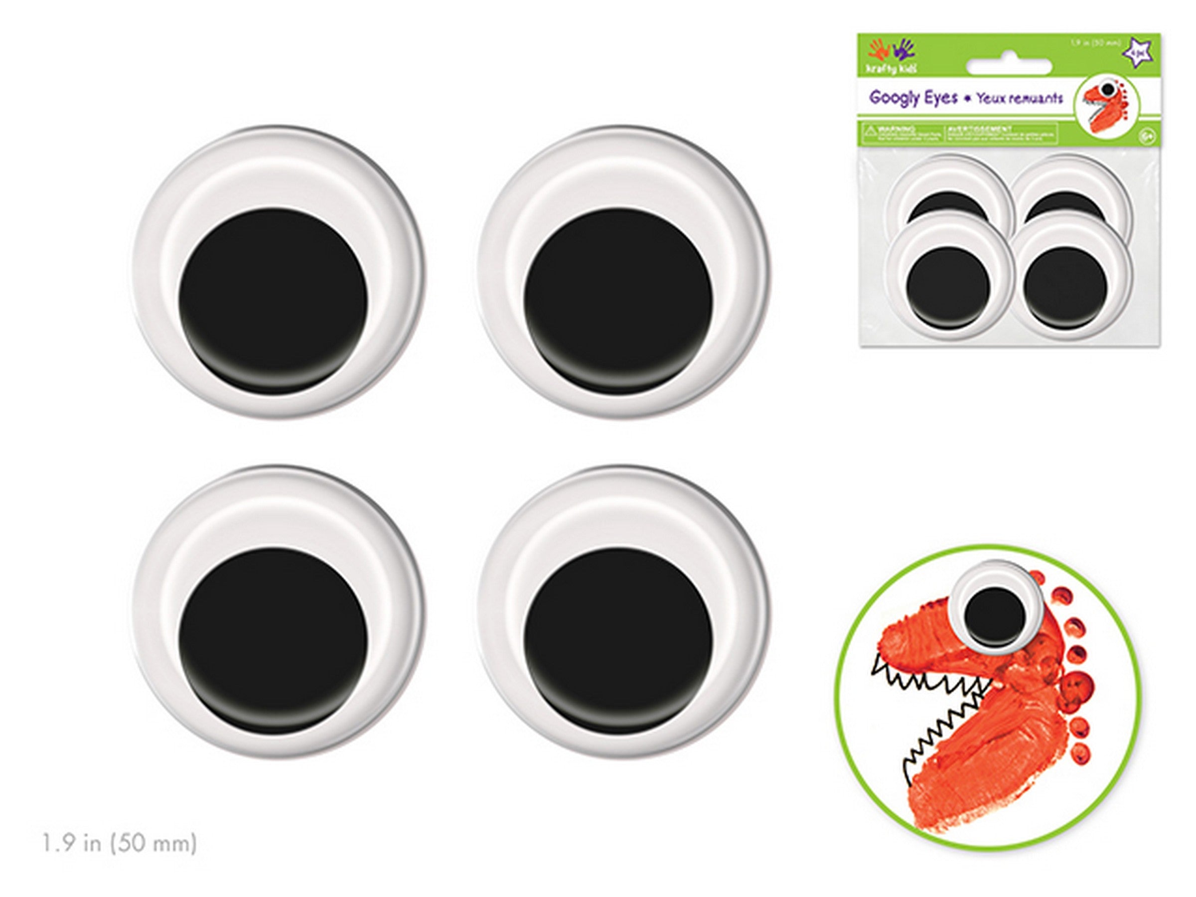 Krafty Kids 4 Black Googly Eyes 1.9in