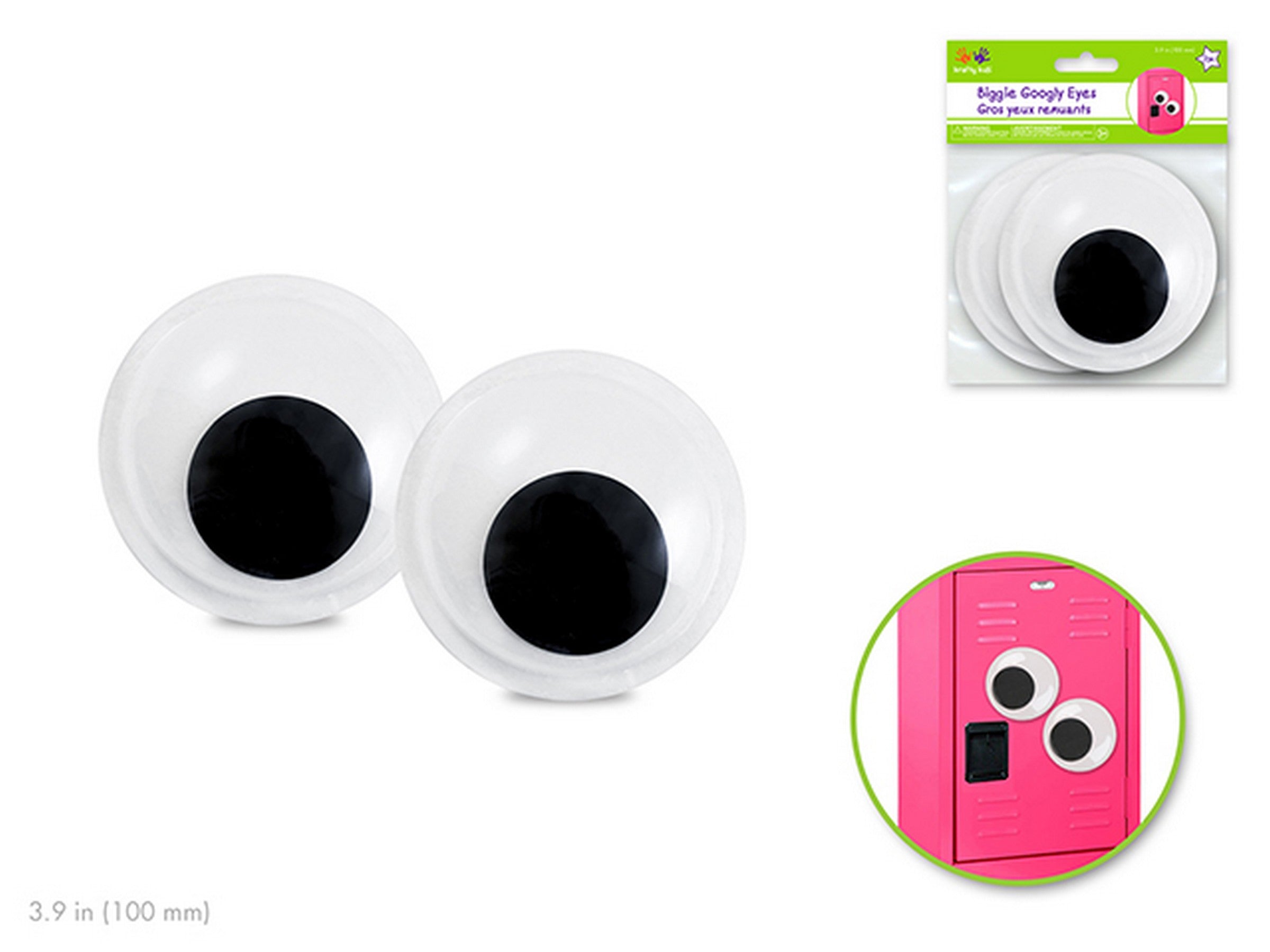 Krafty Kids 2 Biggie Black Googly Eyes 3.9in