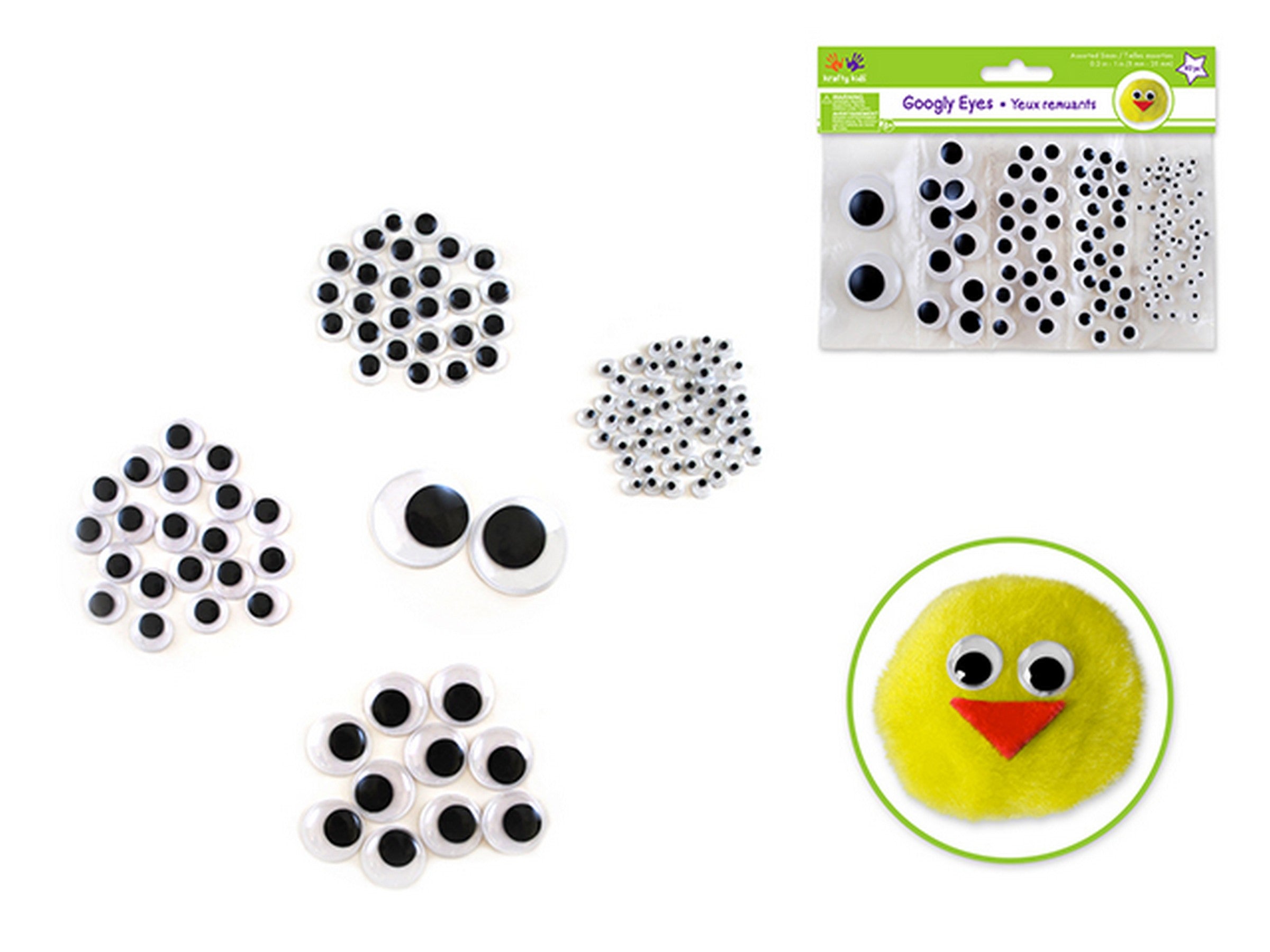 Krafty Kids 112 Black Googly Eyes 0.2in to 1in