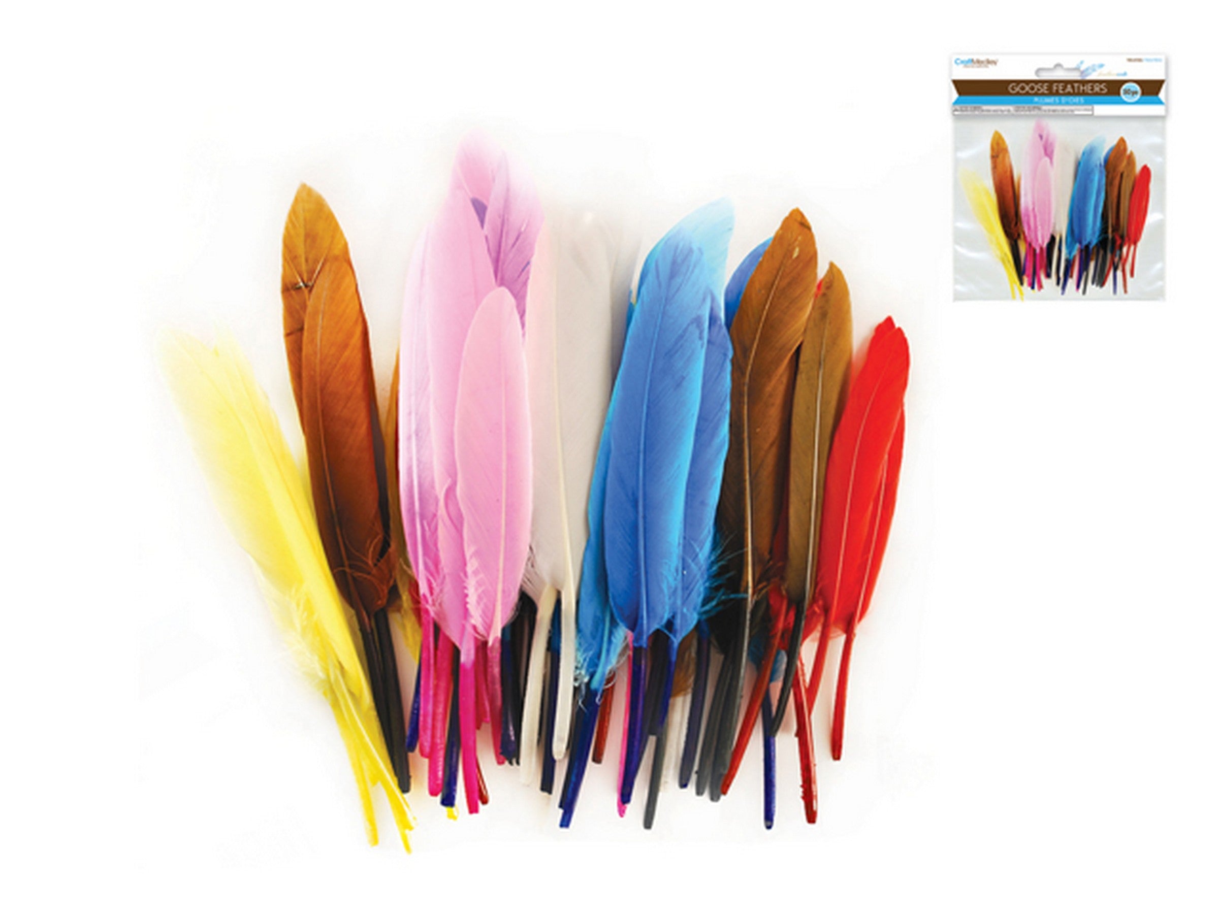 Craft Medley 50 Treated Goose Feathers Multi Mix 4in to 5.5in