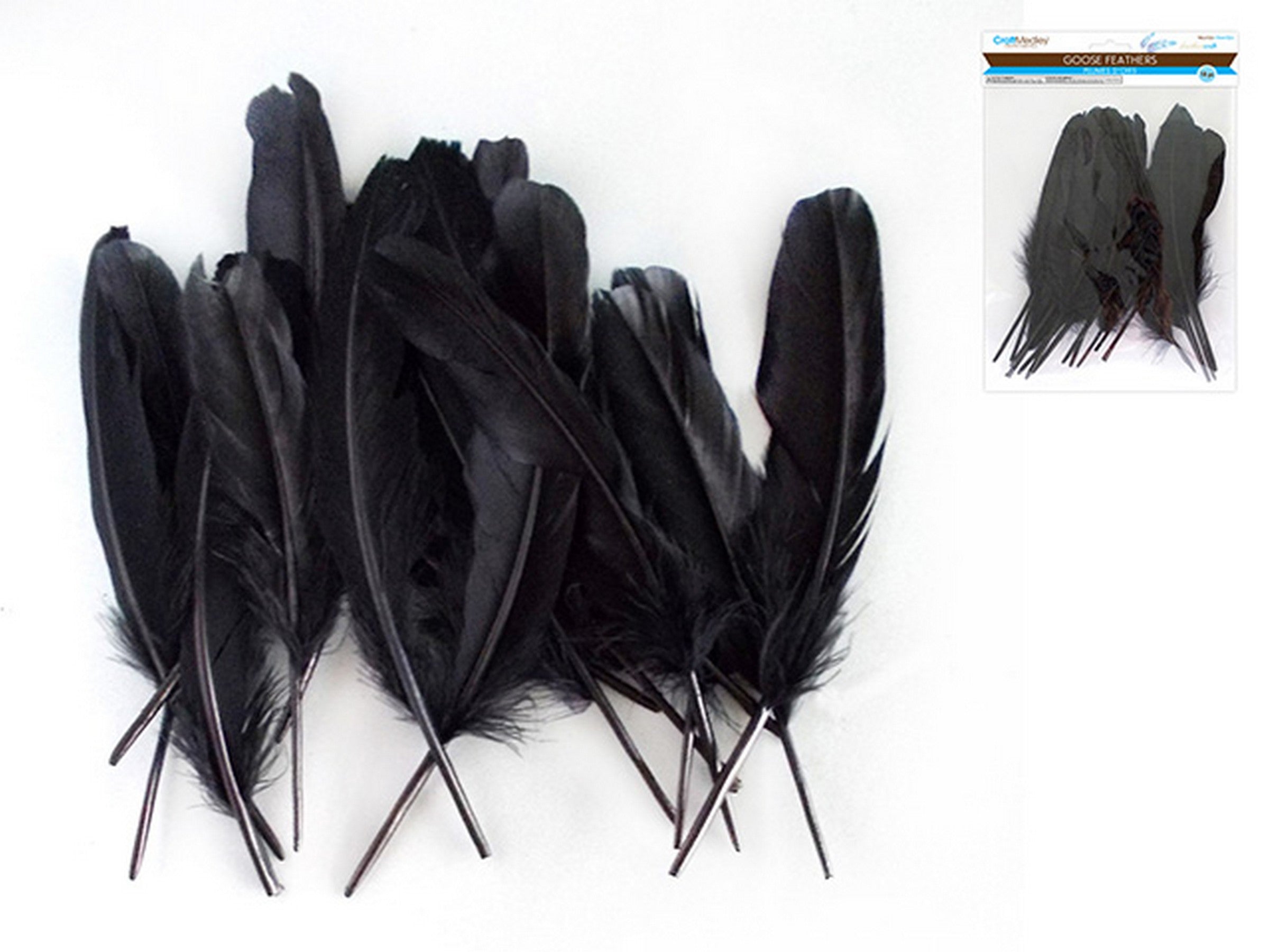 Craft Medley 12 Treated Goose Feathers Black 7in approx.