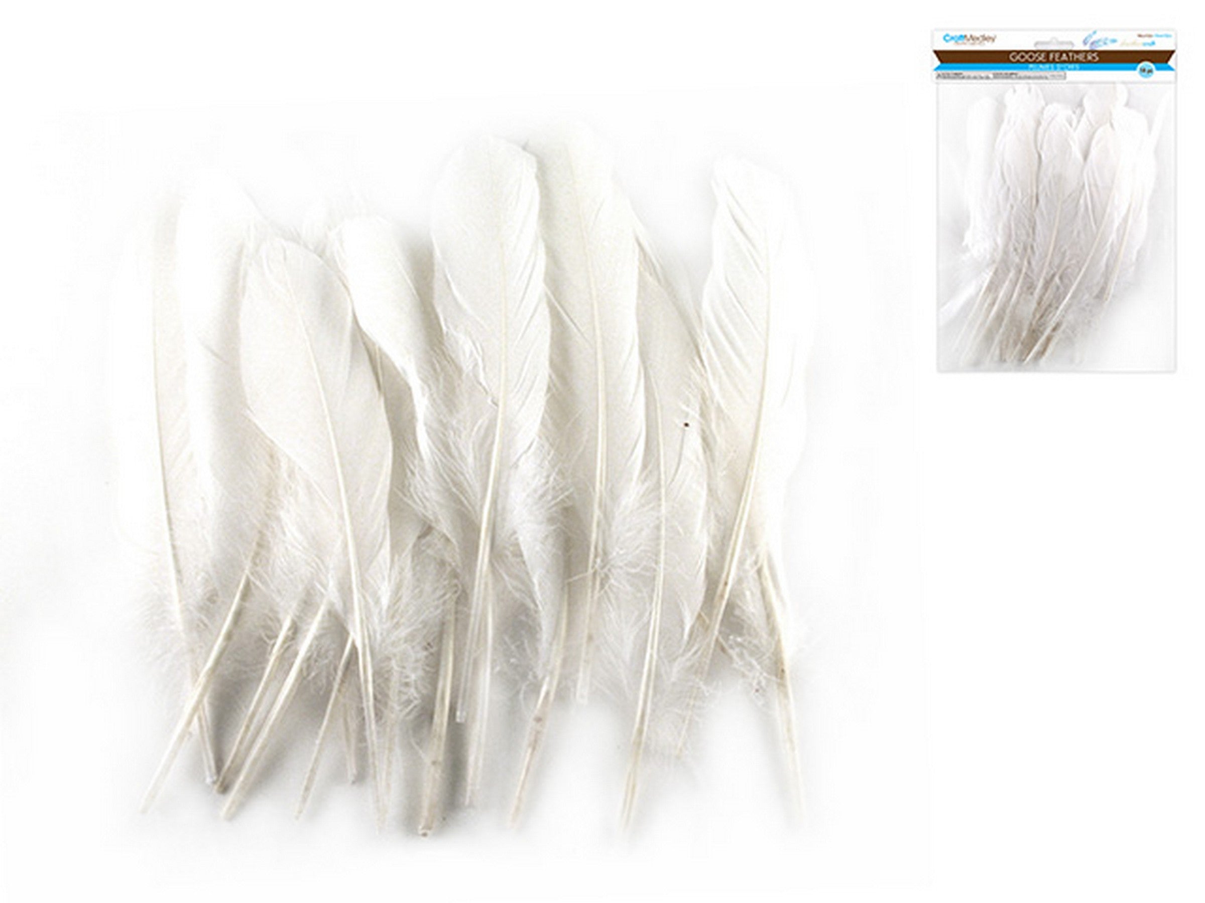 Craft Medley 12 Treated Goose Feathers White 7in approx.