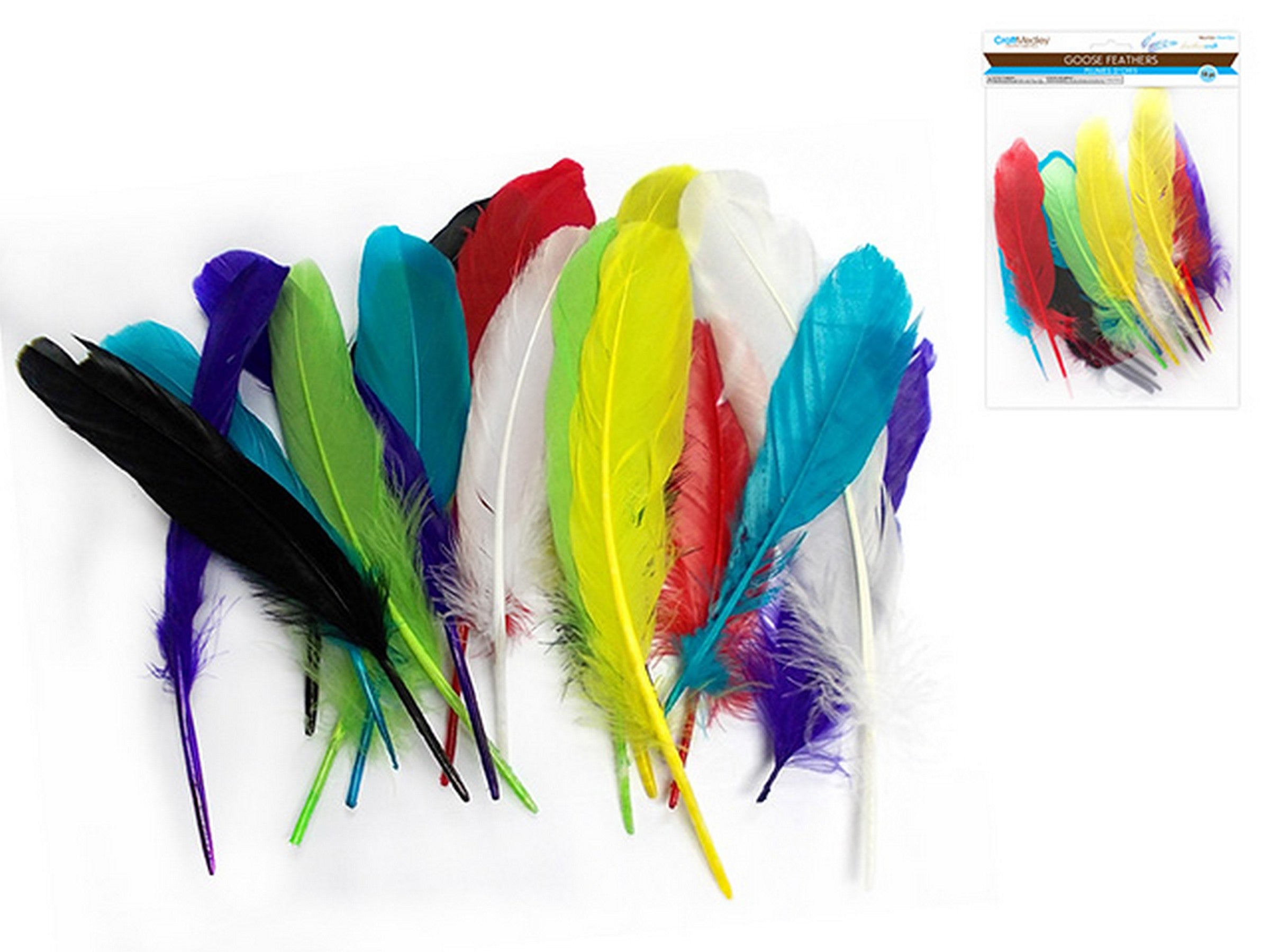 Craft Medley 12 Treated Goose Feathers Multi Mix 7in approx.
